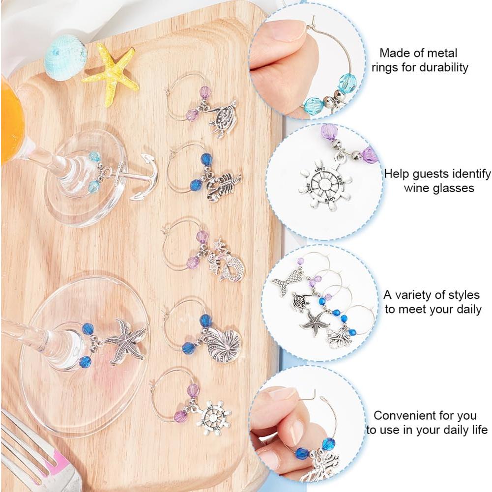 Marcadores de Vino Temática Marina BENECREAT - 20 Sets