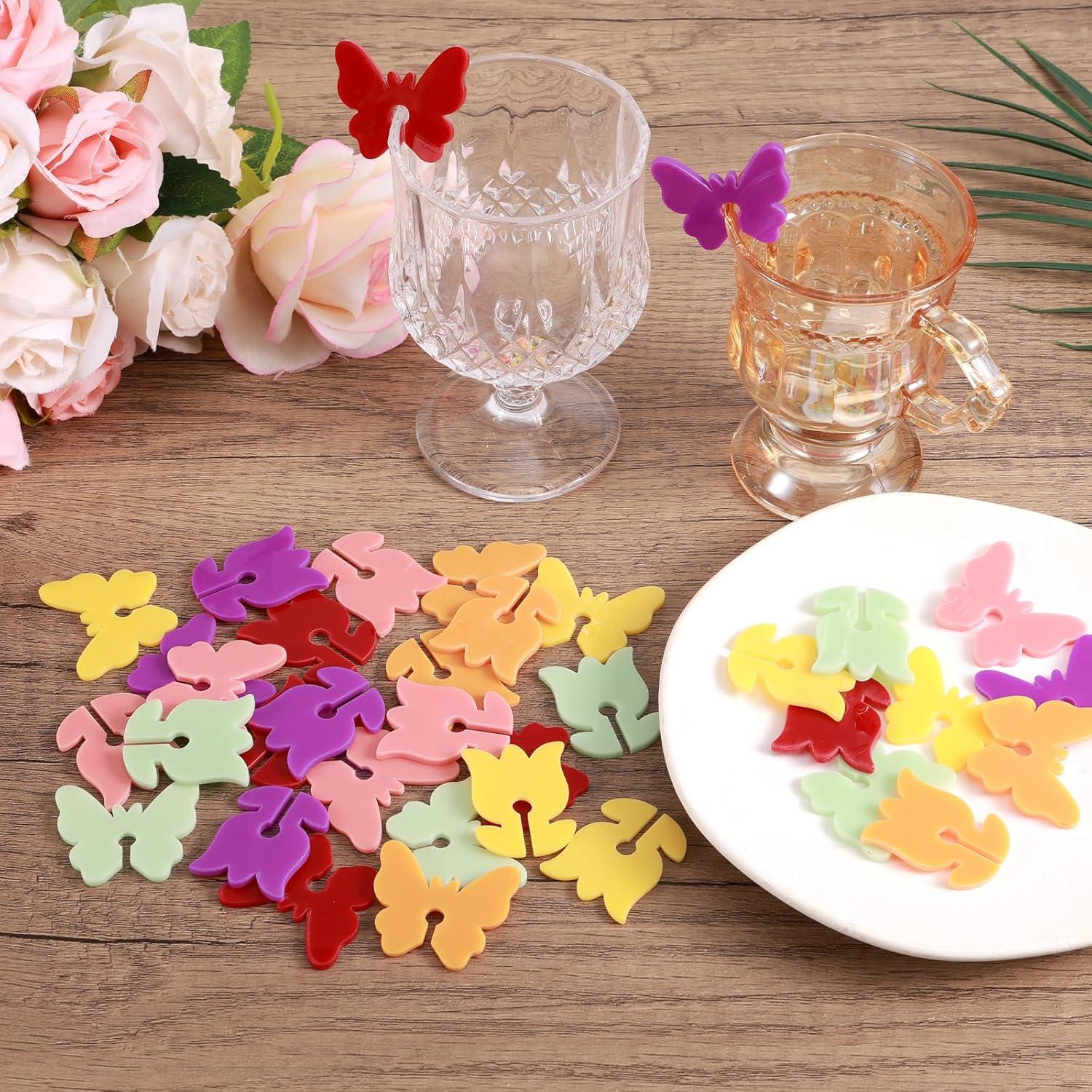 Marcadores de Bebida Reutilizables Lasuroa 36pcs Mariposa y Flor