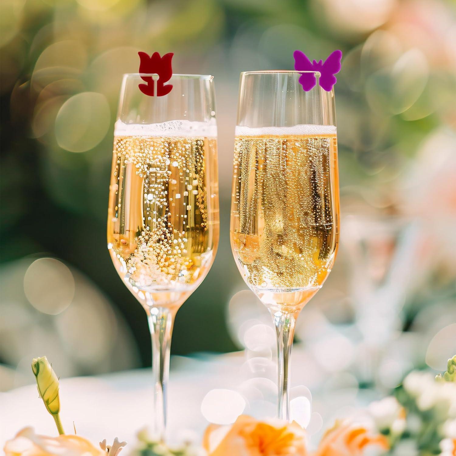 Marcadores de Bebida Reutilizables Lasuroa 36pcs Mariposa y Flor