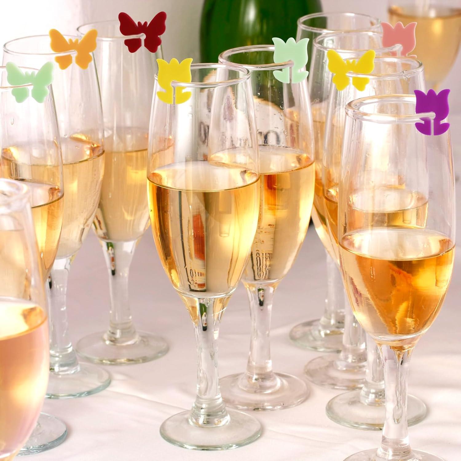 Marcadores de Bebida Reutilizables Lasuroa 36pcs Mariposa y Flor