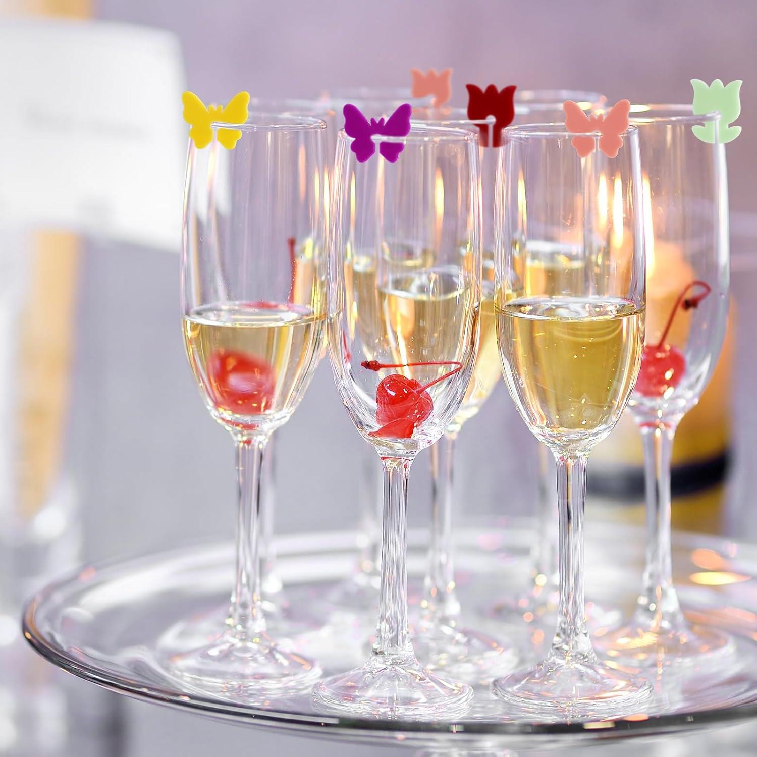 Marcadores de Bebida Reutilizables Lasuroa 36pcs Mariposa y Flor