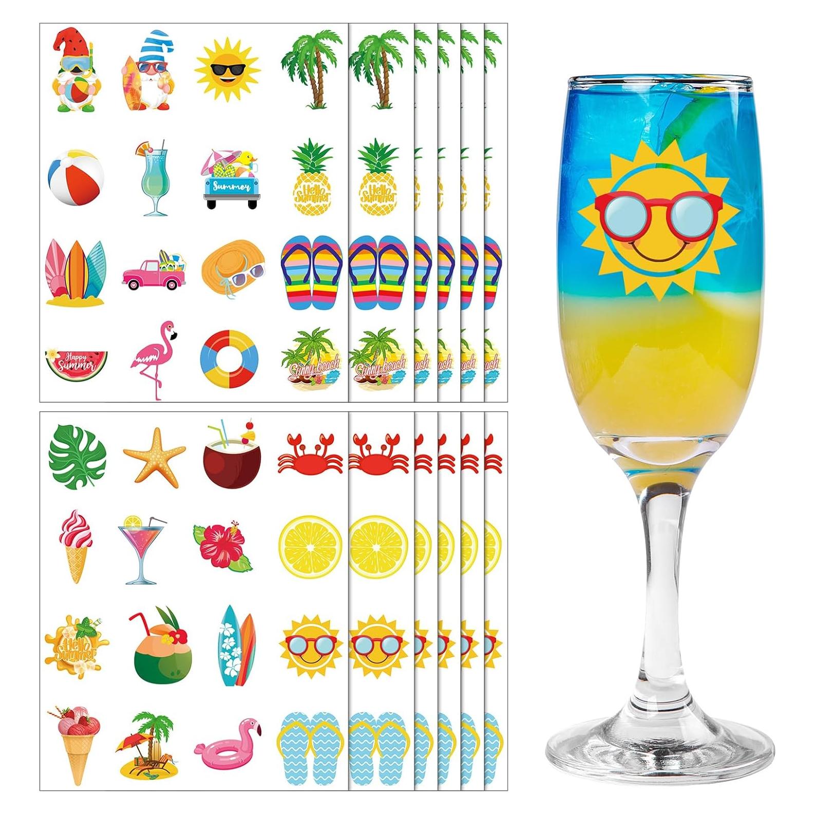 192 Pegatinas de Vino de Playa Watersay - Estilo Luau