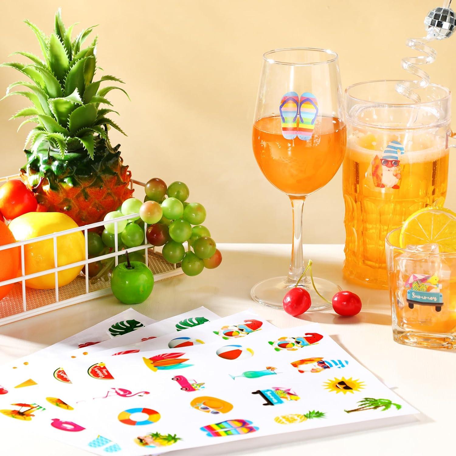 192 Pegatinas de Vino de Playa Watersay - Estilo Luau