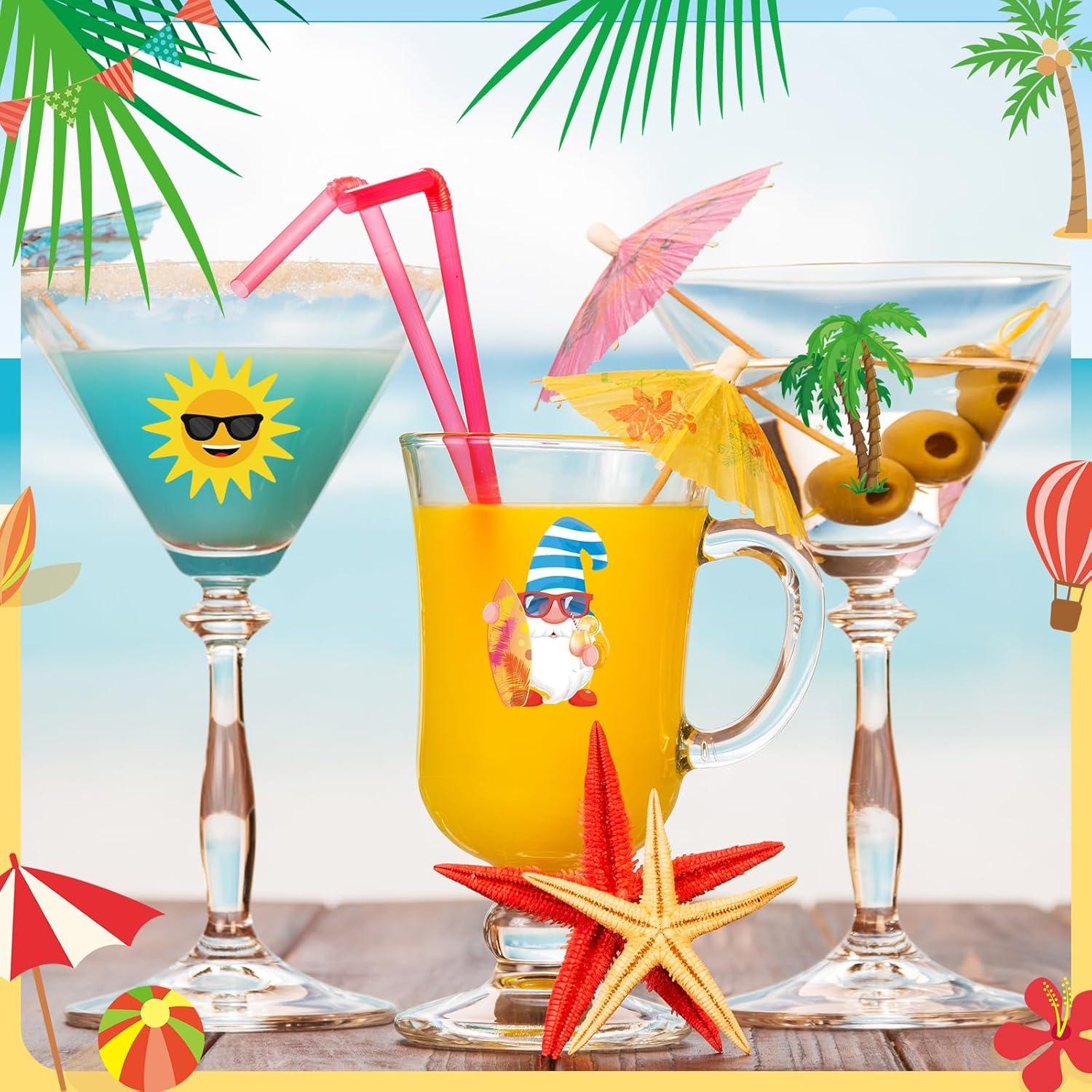 192 Pegatinas de Vino de Playa Watersay - Estilo Luau