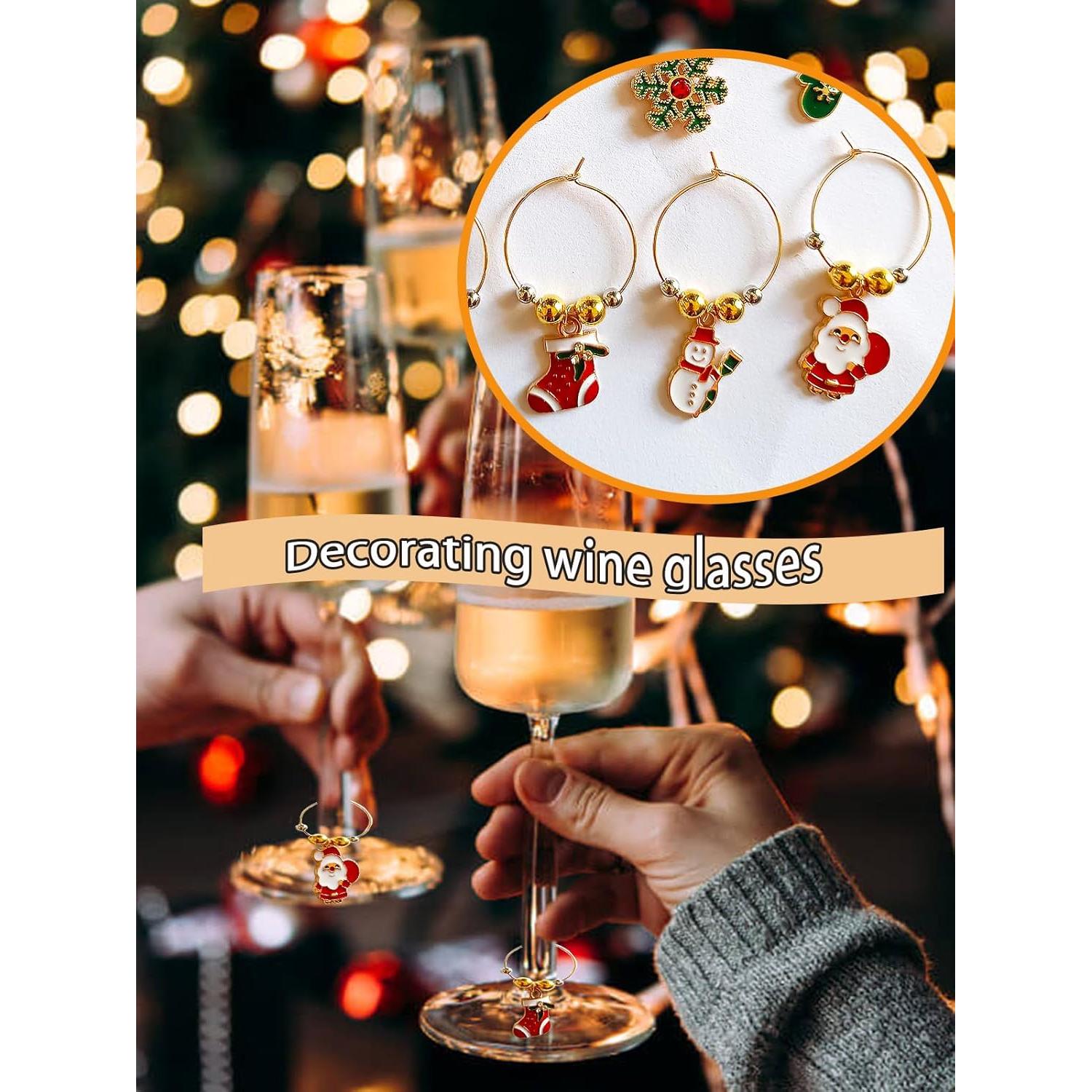 20 Adornos para Copas de Vino de Navidad Ordaily - Marcadores Reutilizables