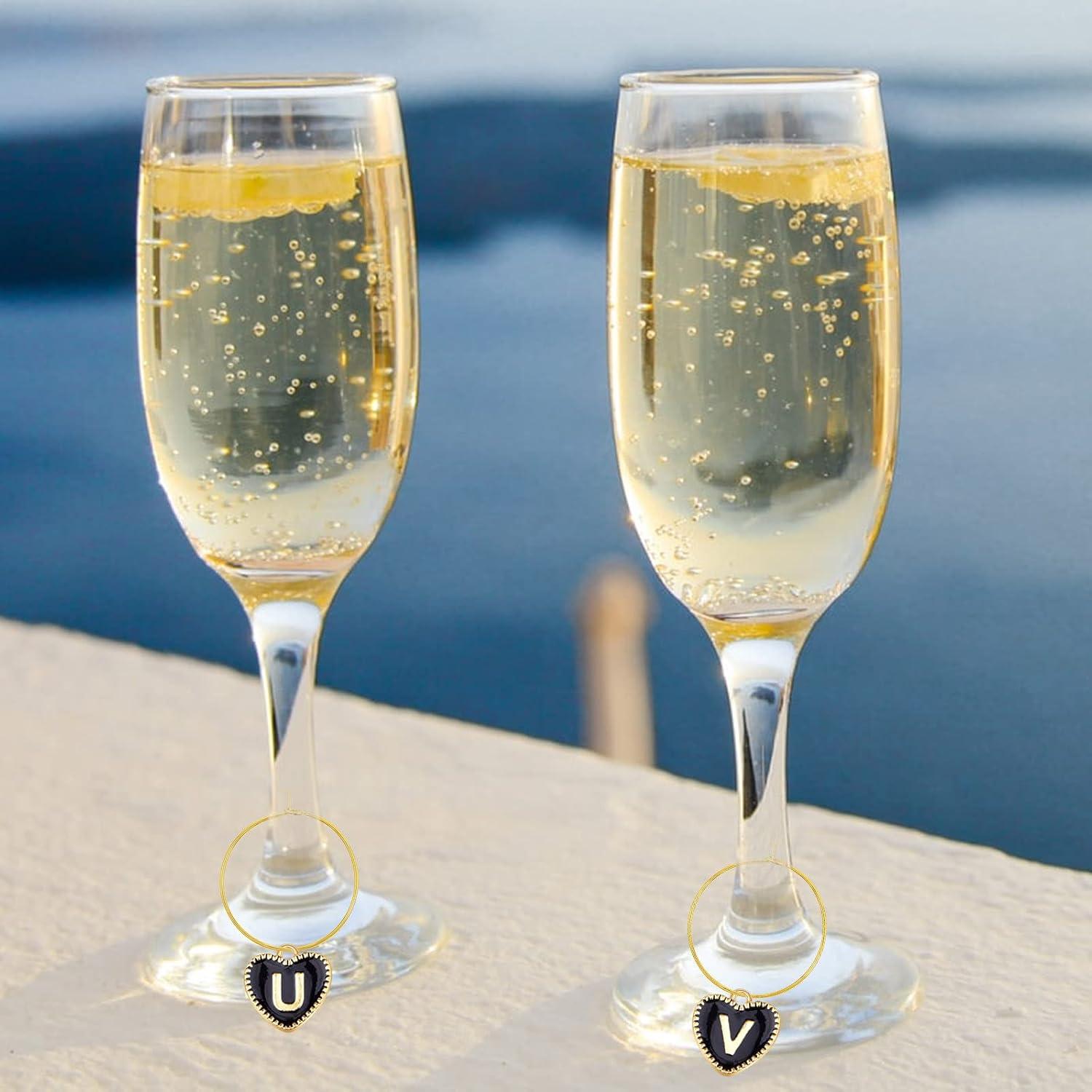 30 Anillos Marcadores para Copas de Vino + 26 Encantos Letras