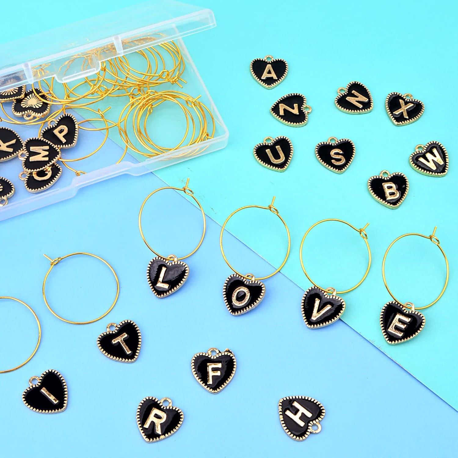 30 Anillos Marcadores para Copas de Vino + 26 Encantos Letras