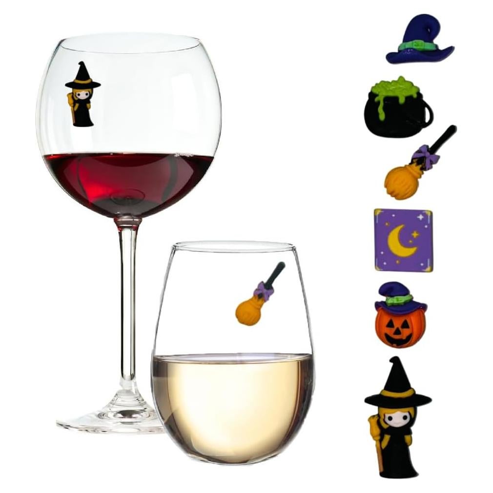Set de 6 Encantos Magnéticos para Copas de Vino Halloween - Simply Charmed