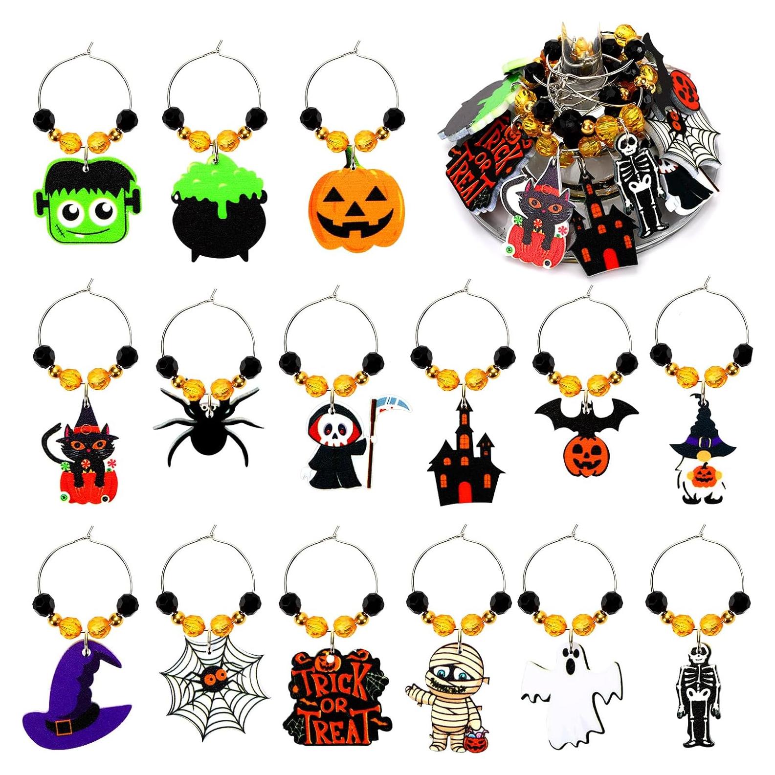 Encantos de Vino de Halloween 15 Piezas Acrílico JUNEBRUSHS