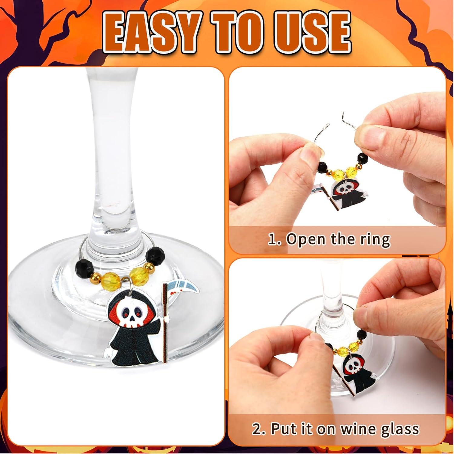 Encantos de Vino de Halloween 15 Piezas Acrílico JUNEBRUSHS