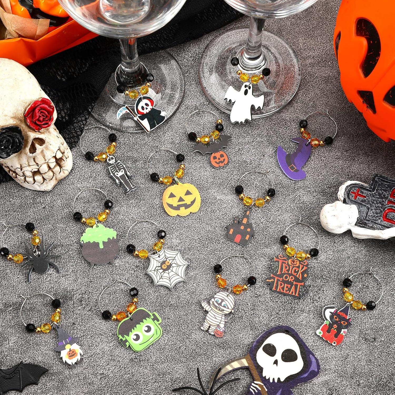 Encantos de Vino de Halloween 15 Piezas Acrílico JUNEBRUSHS