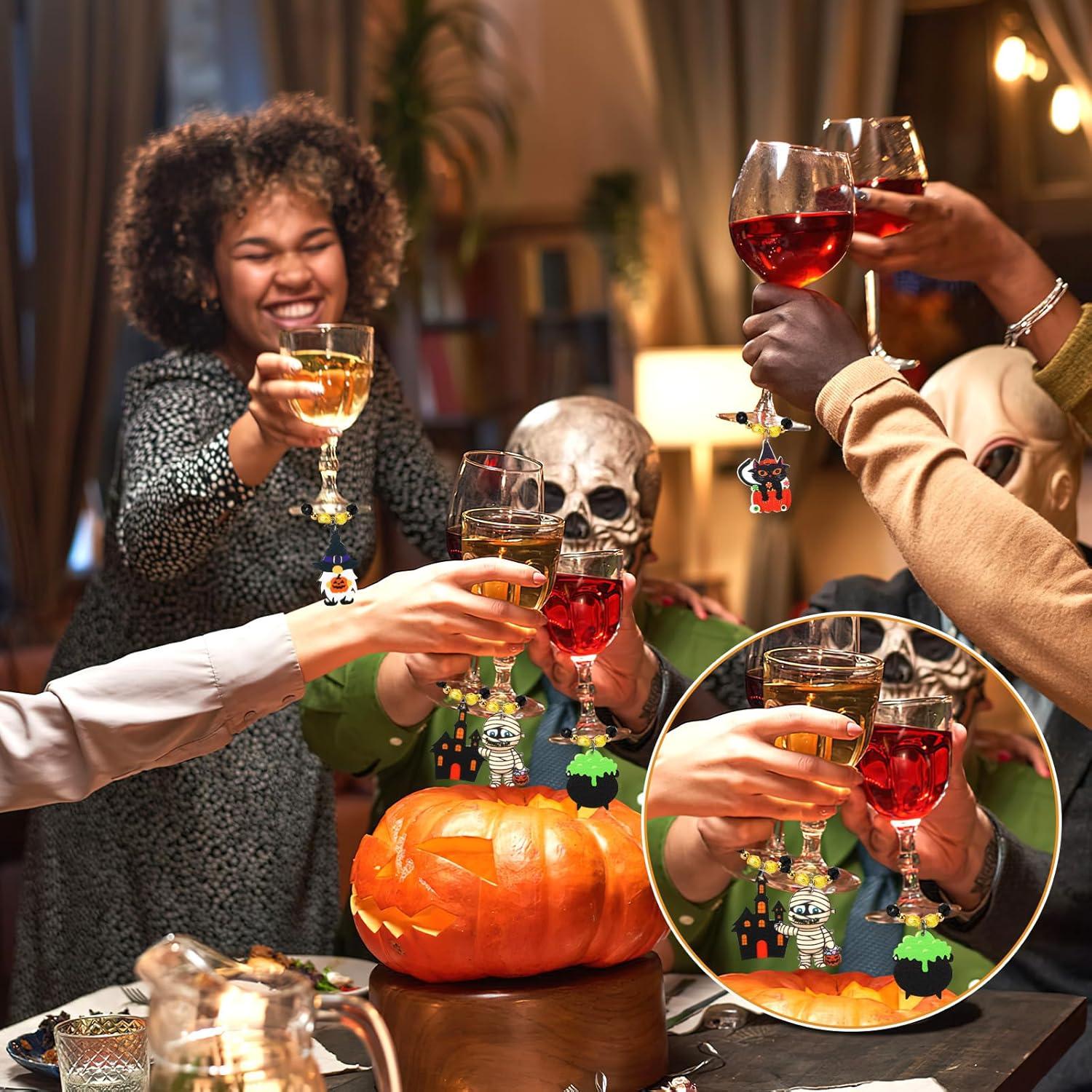 Encantos de Vino de Halloween 15 Piezas Acrílico JUNEBRUSHS