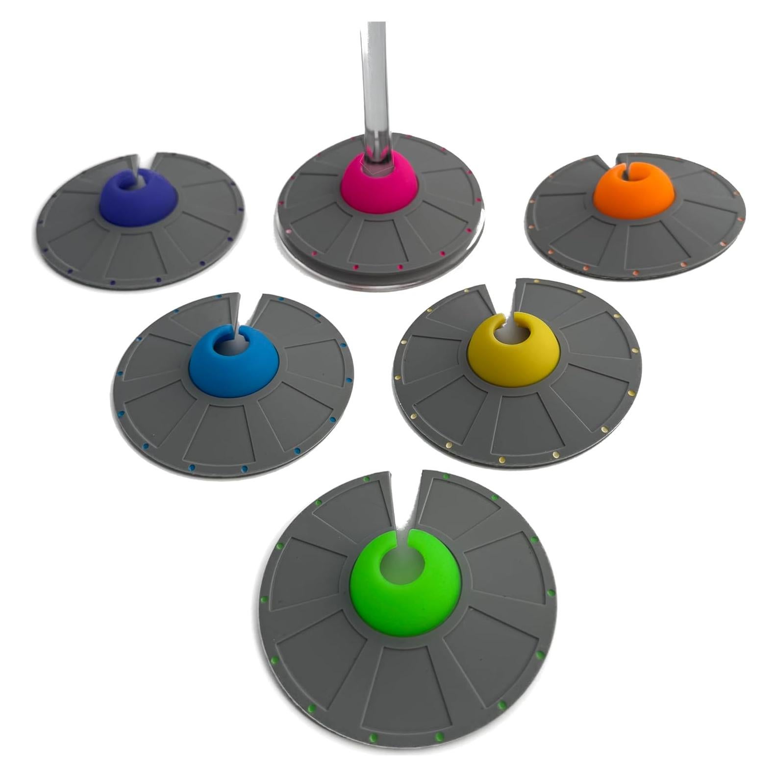 Juego de 6 Marcadores de Silicona para Copas UFO - Brillan en la Oscuridad