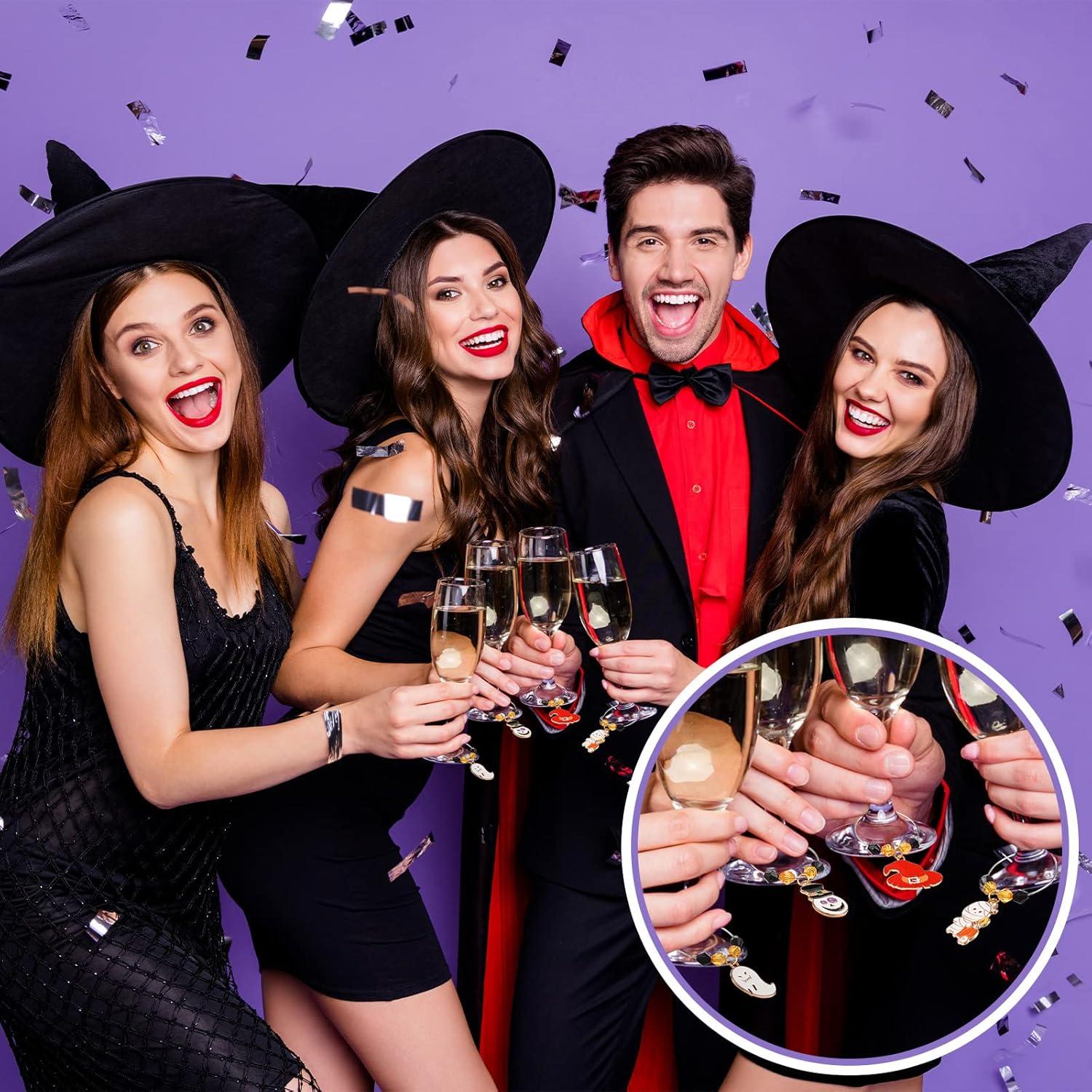 24 Encantos de Vino de Halloween Inbagi - Calabaza, Bruja y Más