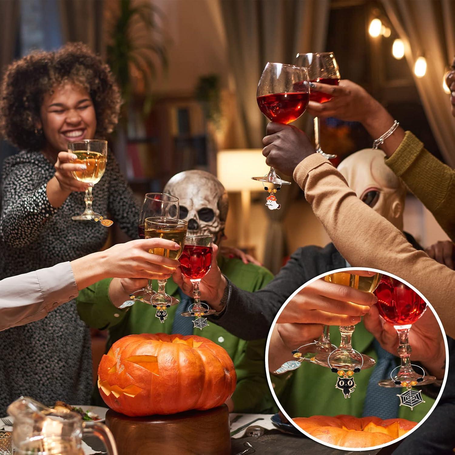 24 Encantos de Vino de Halloween Inbagi - Calabaza, Bruja y Más