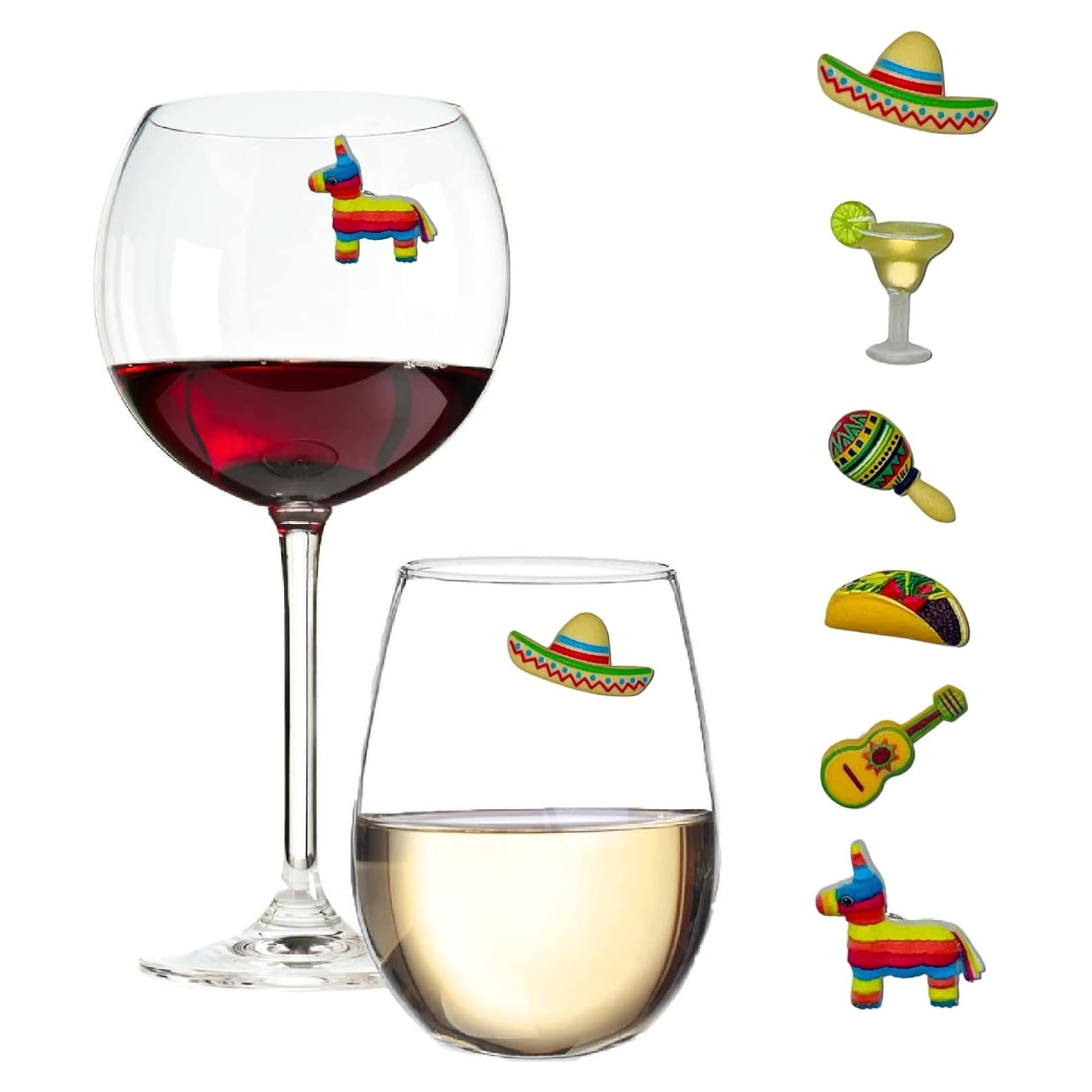 Marcadores Magnéticos para Copas de Vino Encantado Simple - 6 Charms Fiesta