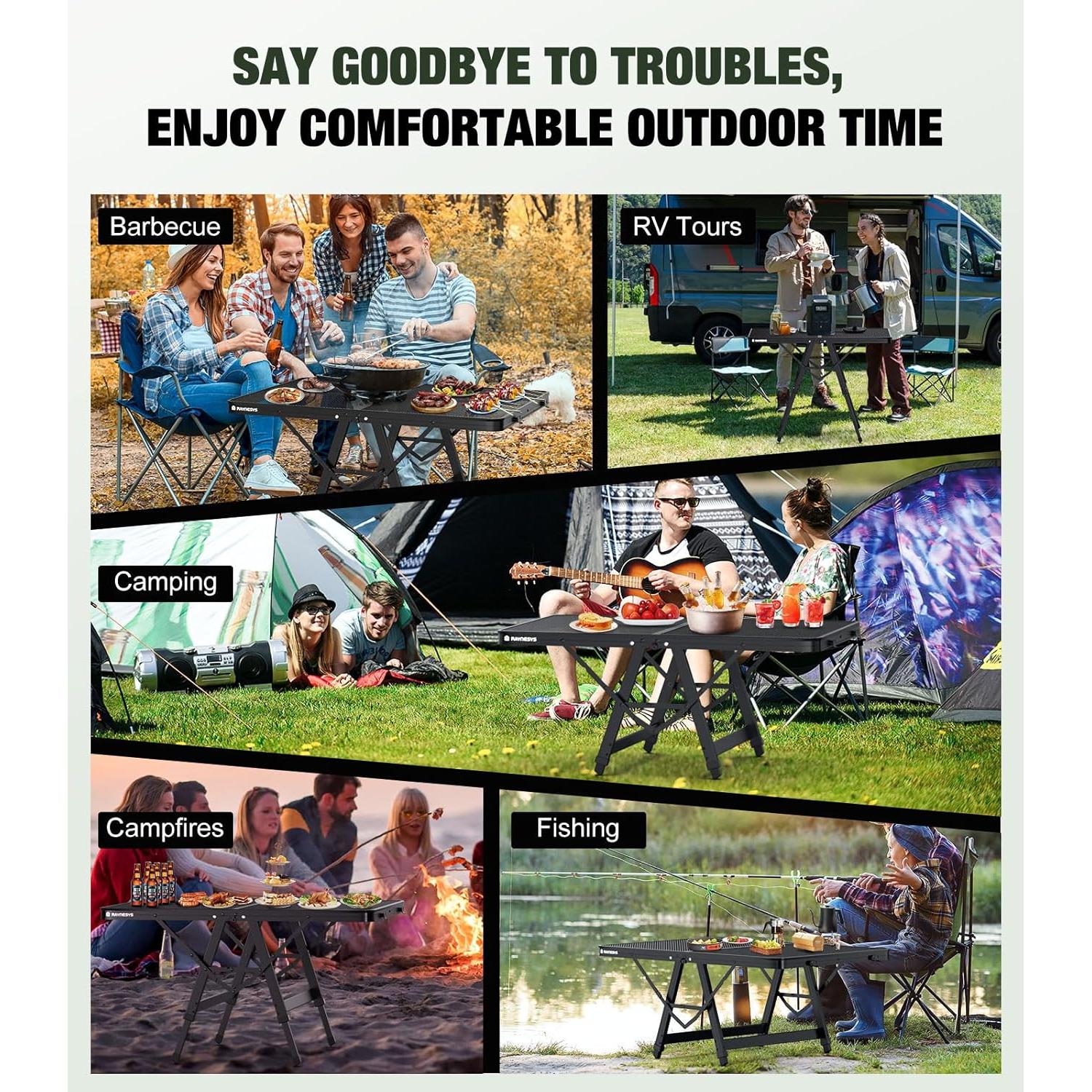 Mesa de Parrilla Plegable Raynesys 3ft Ajustable para Exterior