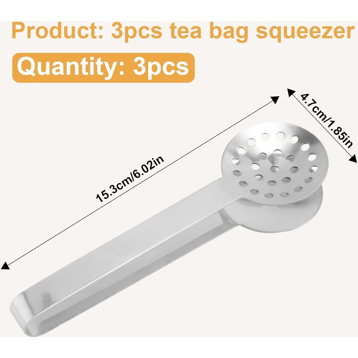 3 Pinzas para Bolsas de Té Acero Inoxidable Lasuroa 15.3cm