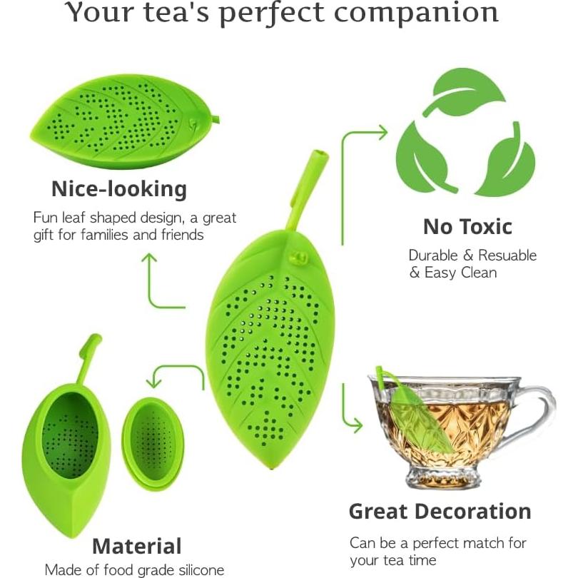 Infusor de Té Bonito de Silicona Verde con Émbolo Reutilizable