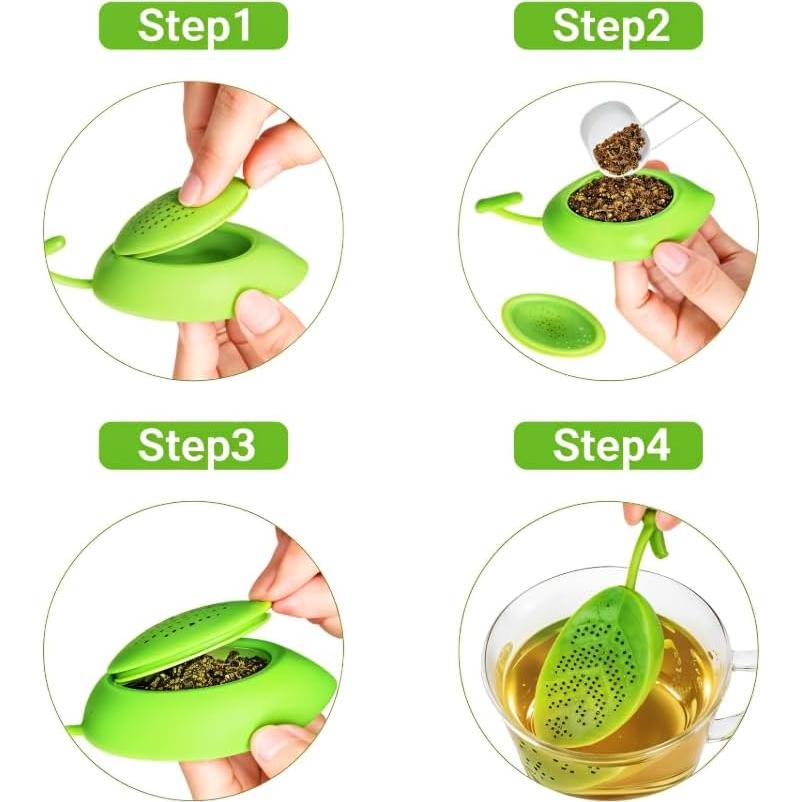 Infusor de Té Bonito de Silicona Verde con Émbolo Reutilizable