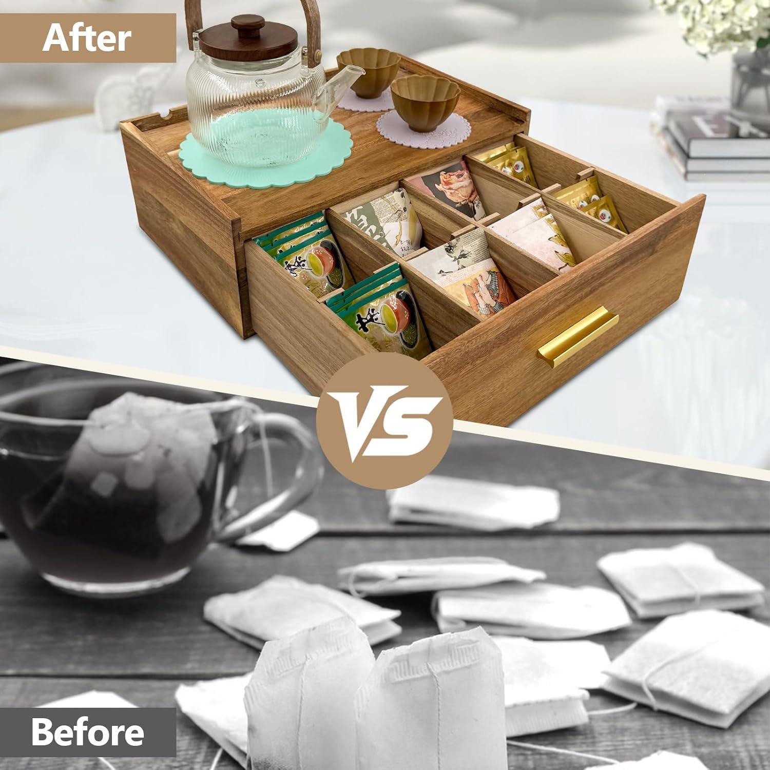 Organizador de Bolsas de Té Nakashare de Madera de Acacia