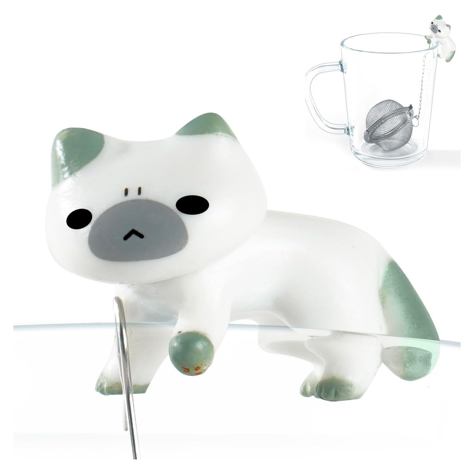 Infusor de Té Gato Calico Lesnorry - Acero Inoxidable, 5.33 cm