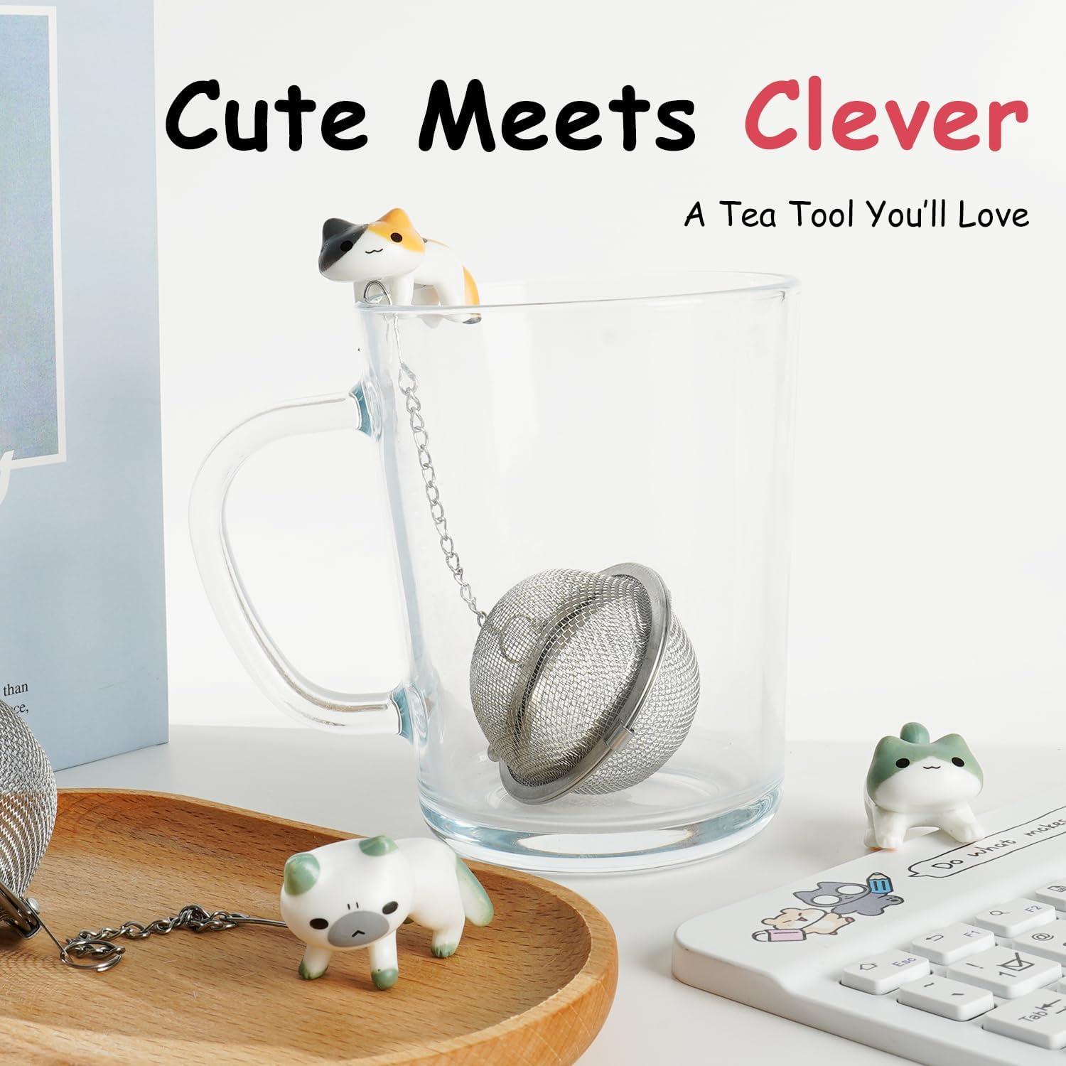 Infusor de Té Gato Calico Lesnorry - Acero Inoxidable, 5.33 cm