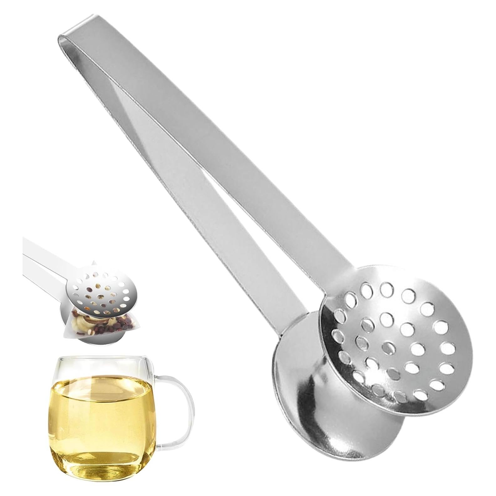 Pinzas exprimidor de bolsas de té Genérico acero inoxidable 15.5 cm