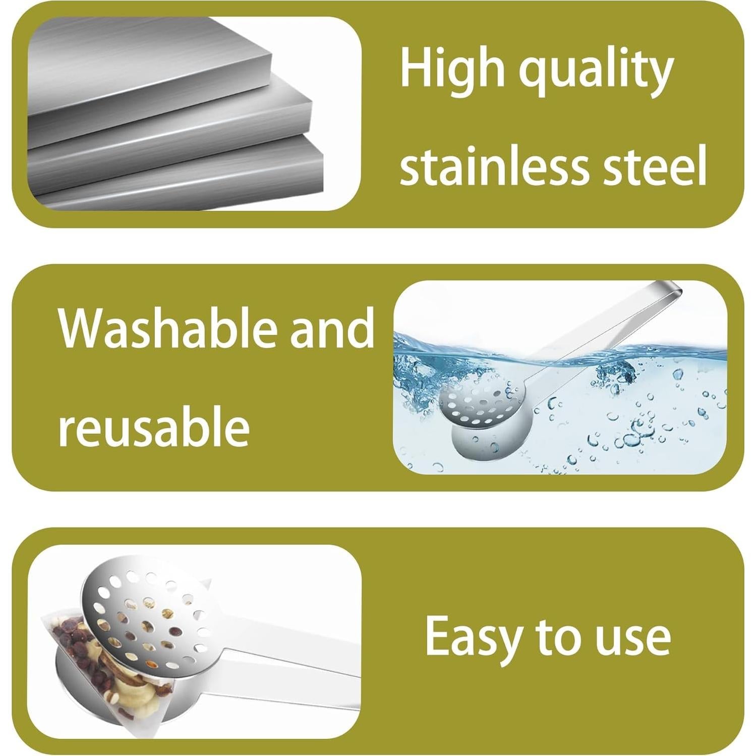 Pinzas exprimidor de bolsas de té Genérico acero inoxidable 15.5 cm