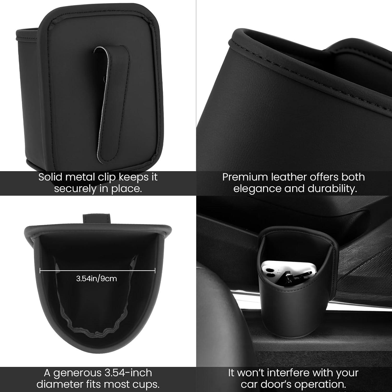 Soportes de Taza para Auto 1797 - Organizador Negro Cuero PU