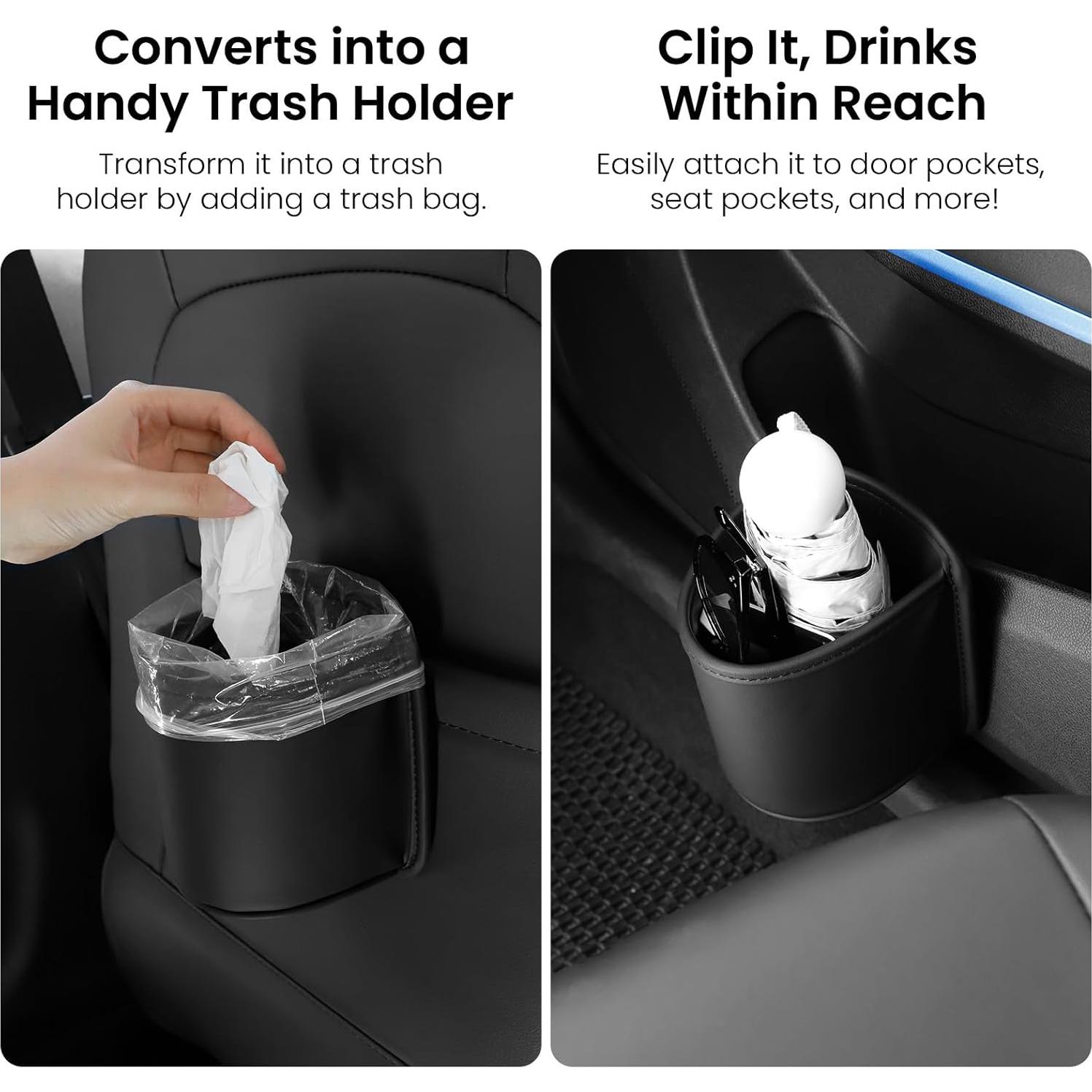 Soportes de Taza para Auto 1797 - Organizador Negro Cuero PU