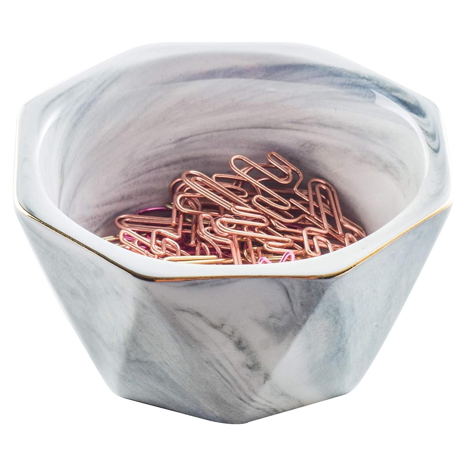 Soporte para Clips de Papel Cerámica YOSCO Gris 10.5x10.5x5.5 cm