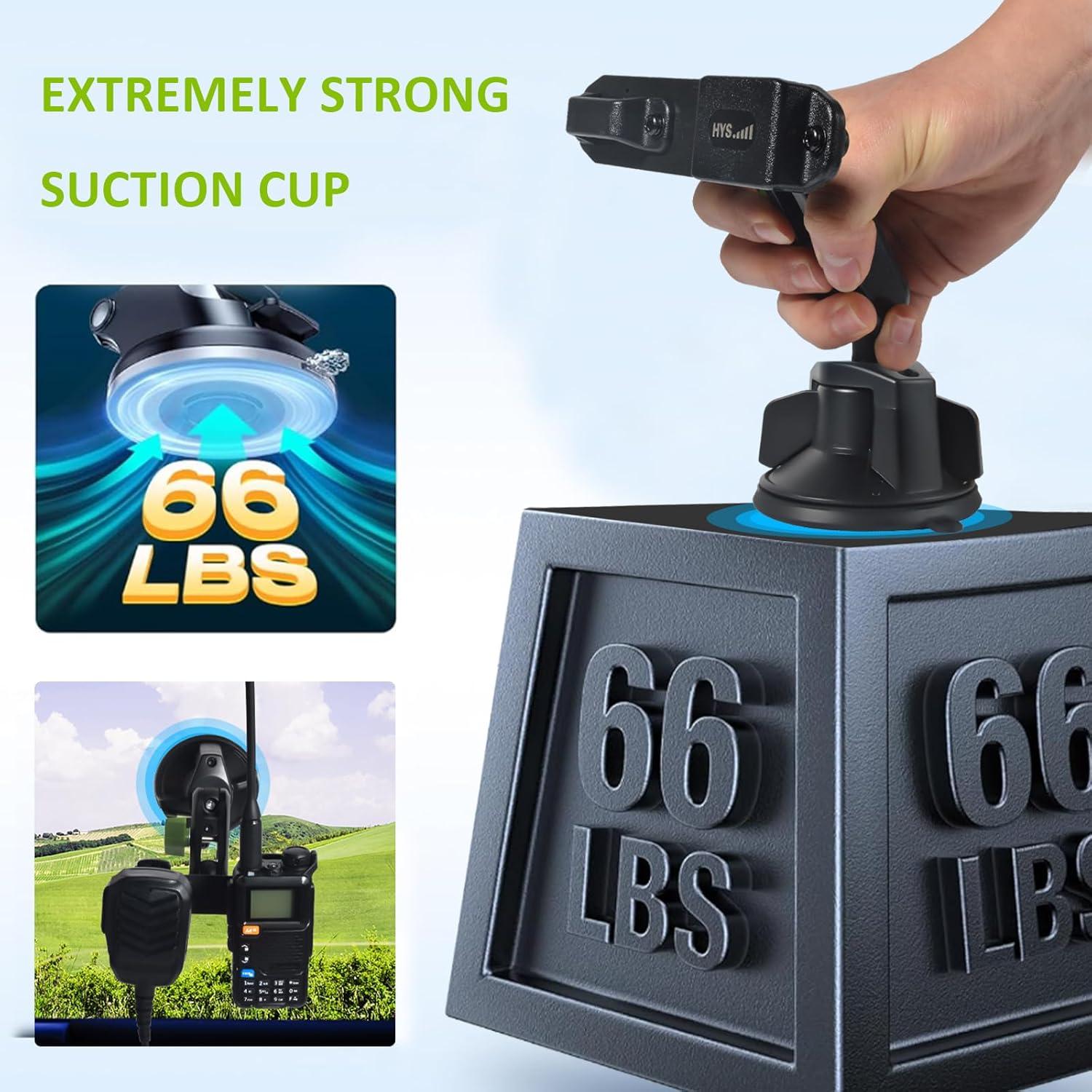 Soporte de Radio Portátil HYS con Ventosa y Clip de Cinturón