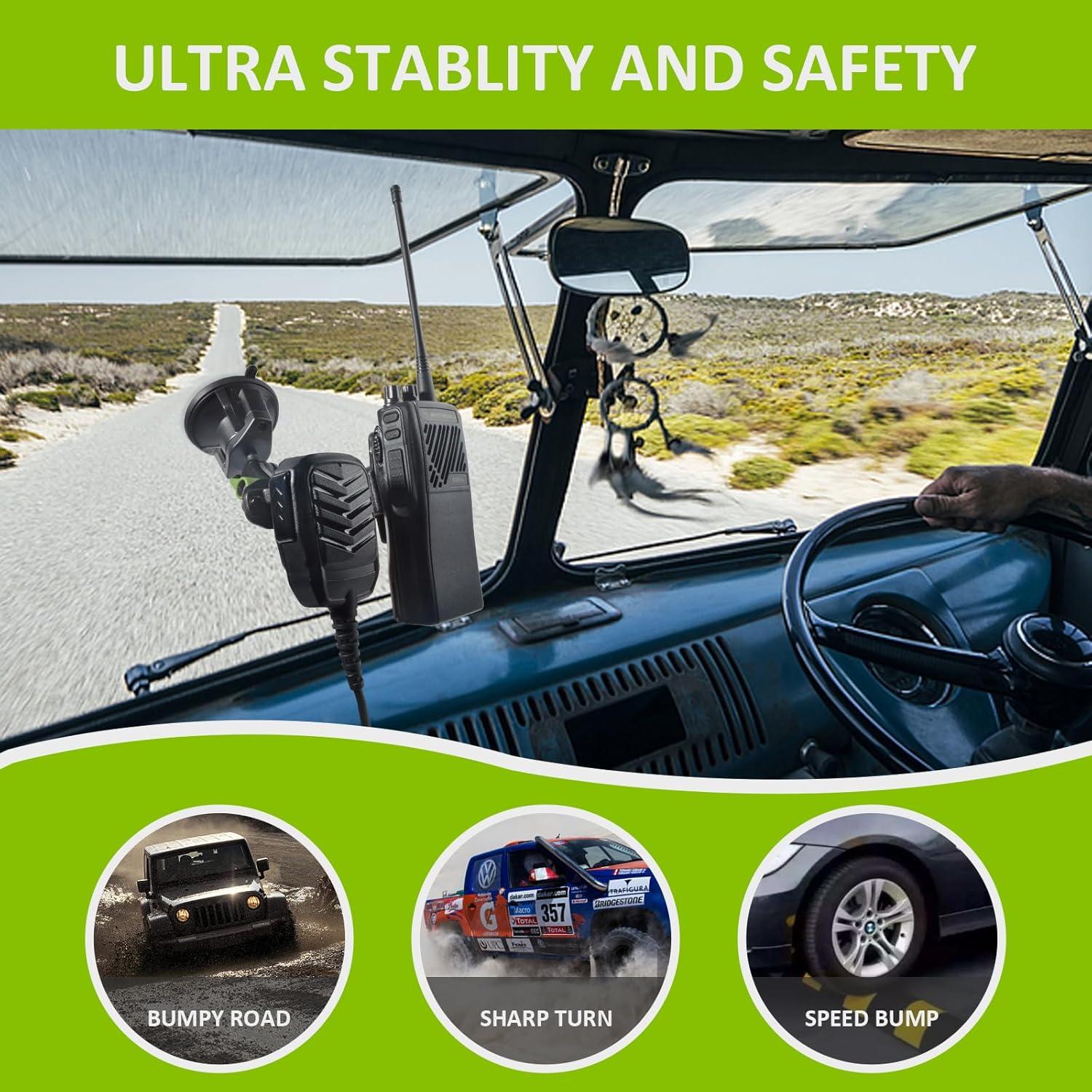 Soporte de Radio Portátil HYS con Ventosa y Clip de Cinturón