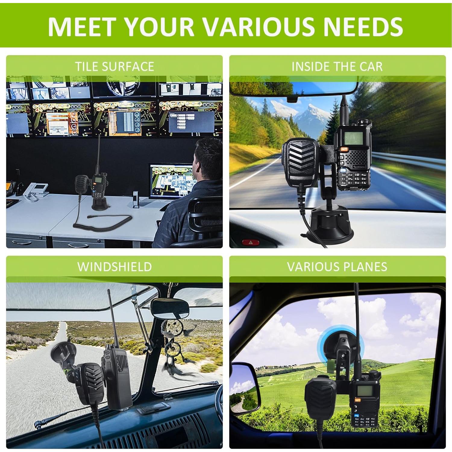 Soporte de Radio Portátil HYS con Ventosa y Clip de Cinturón