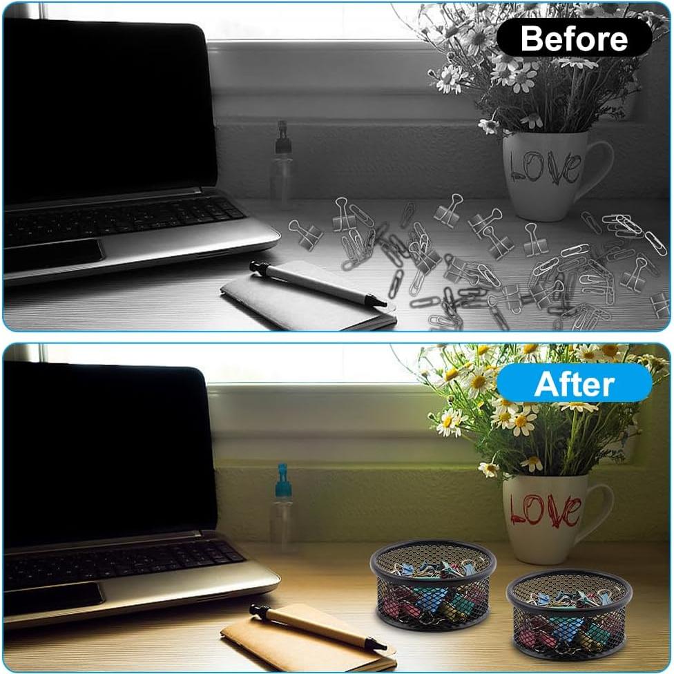 Soporte de Clips de Papel de Malla Kryslanix - 2 Piezas, Organizador de Escritorio