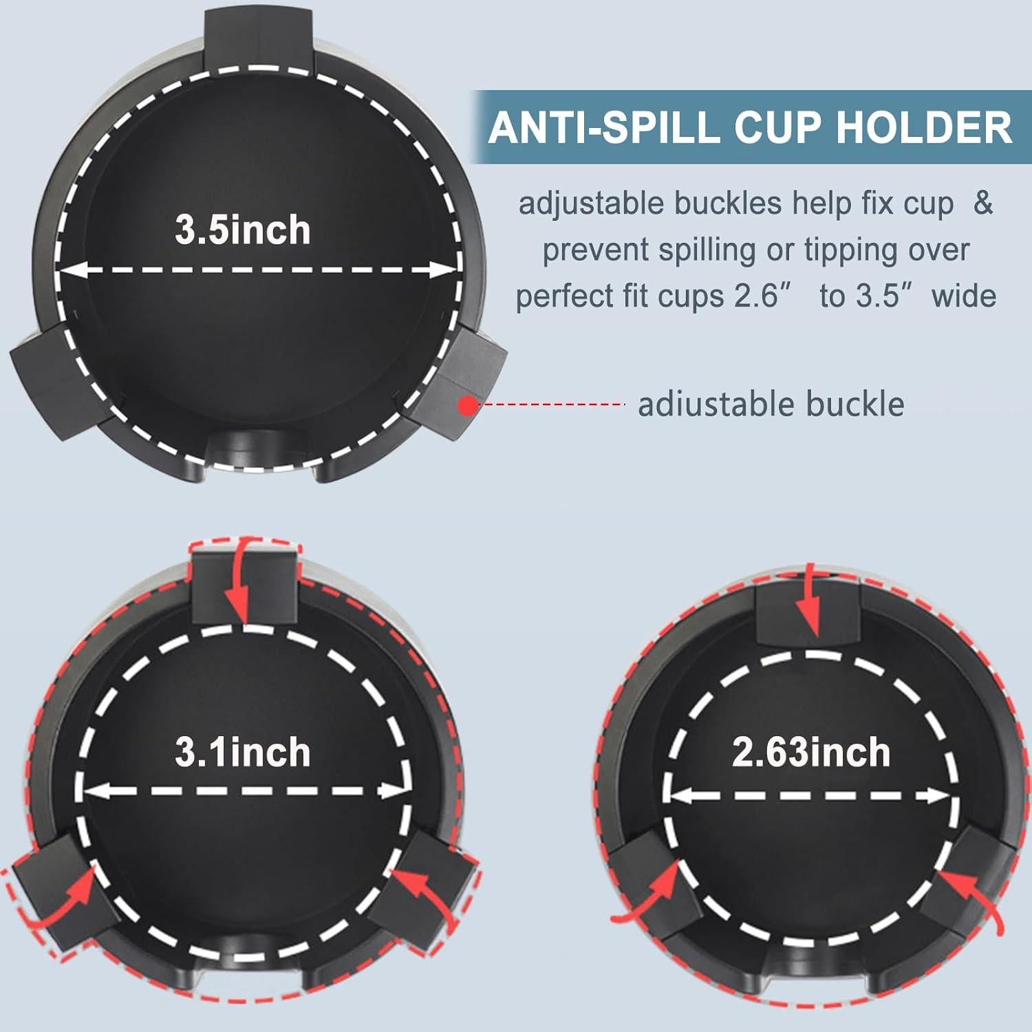 Soporte para Taza Anti Derrame EOFJRUC Negro Ajustable