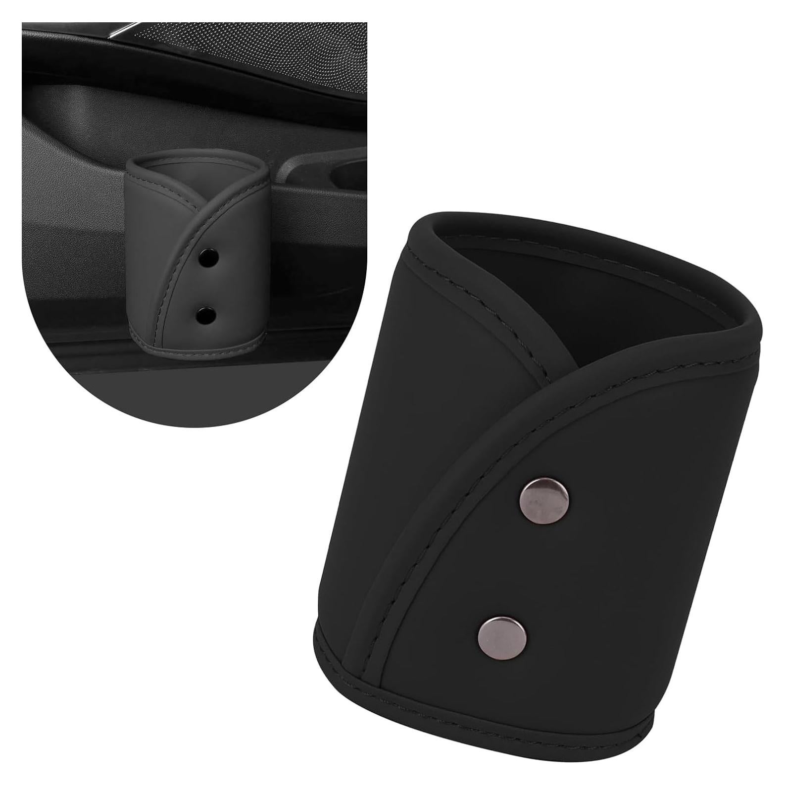 Soporte de Vaso de Cuero Opuweiy para Auto Negro 1 PC