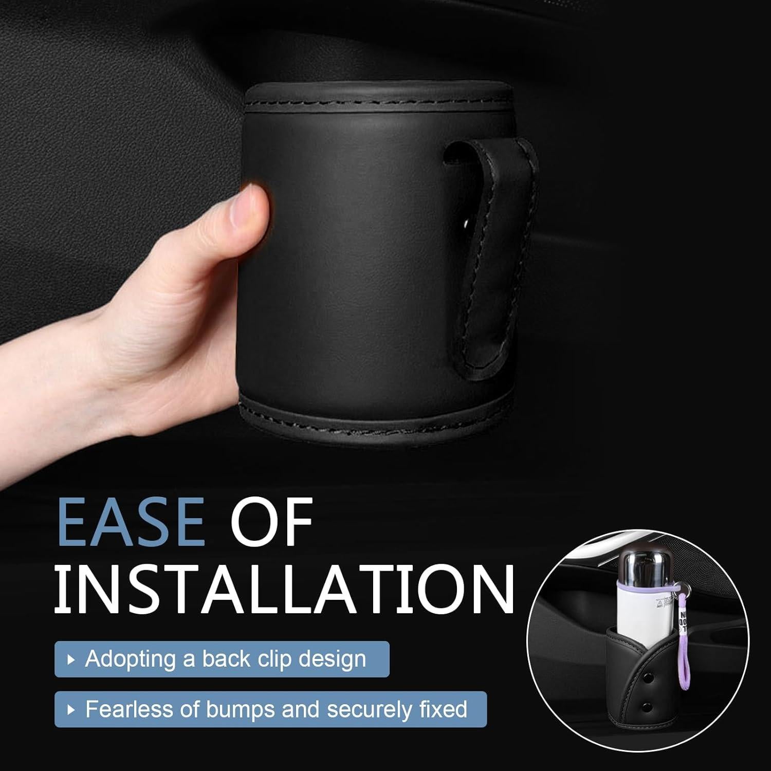 Soporte de Vaso de Cuero Opuweiy para Auto Negro 1 PC