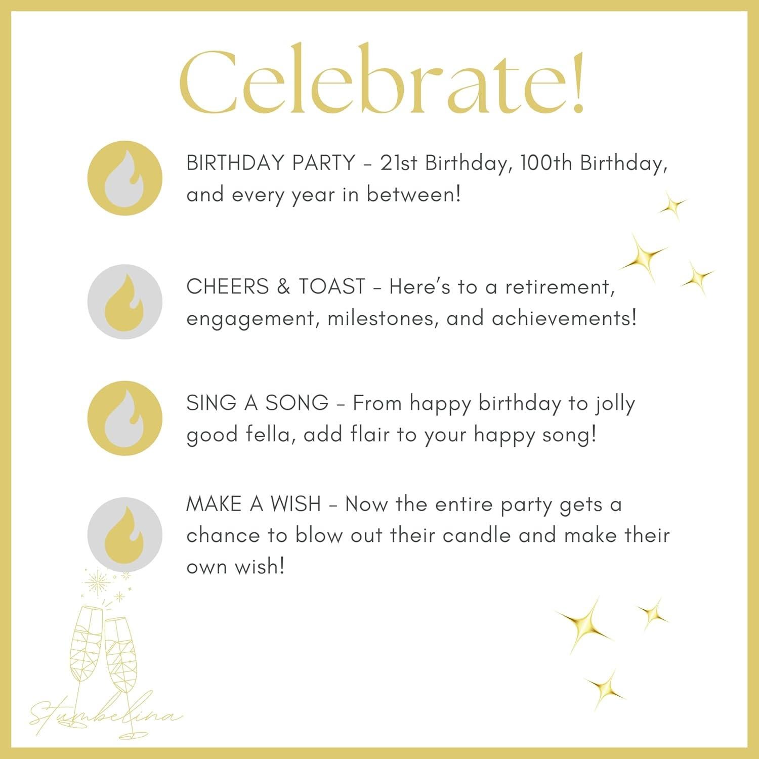 Clips de Velas de Cumpleaños Stumbelina - 15 Piezas Doradas