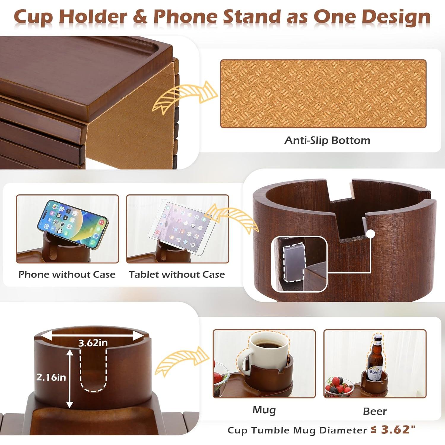 Bandeja Soporte de Taza de Bambú BAMTRAY 40x33 cm Plegable