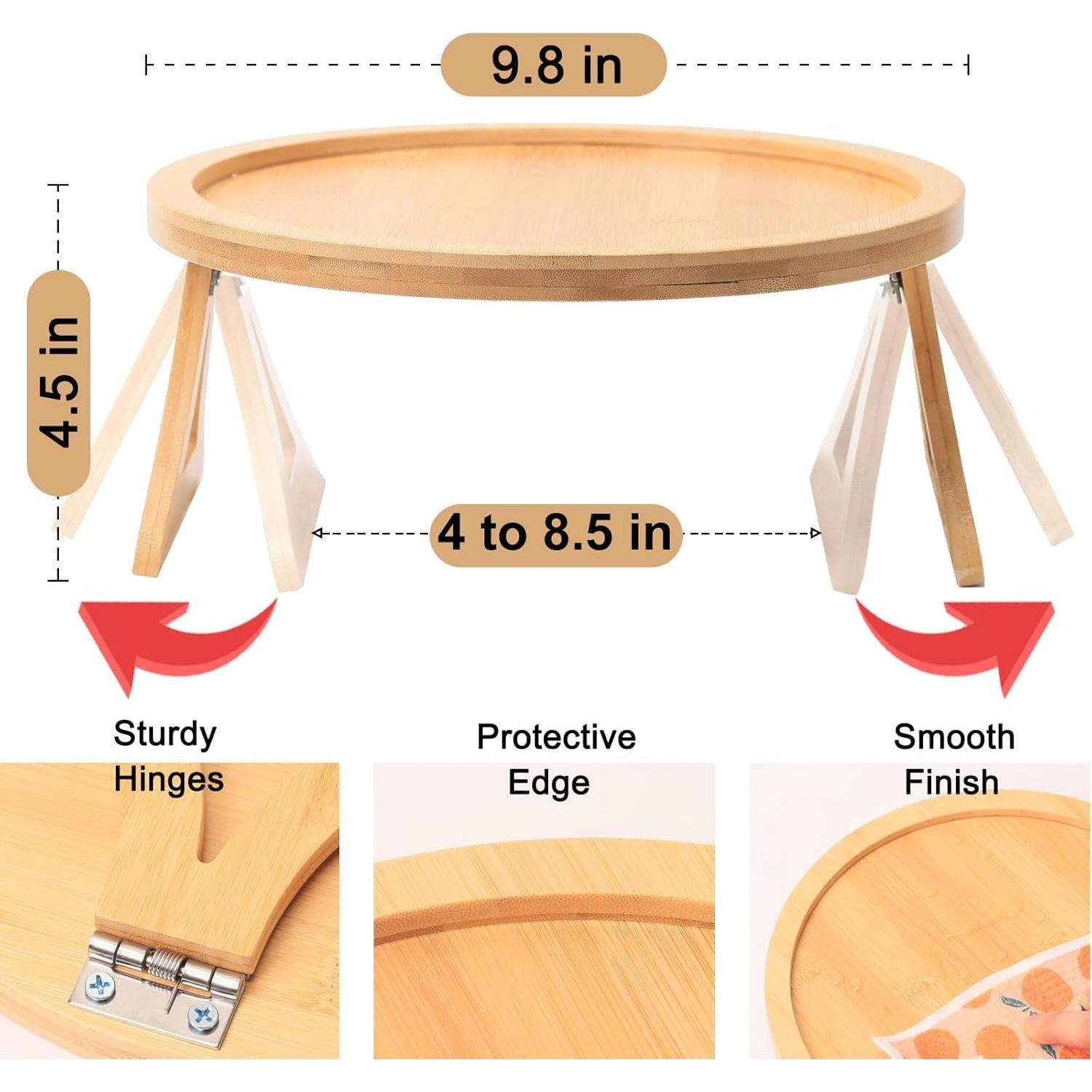 Bandeja de Brazo de Sofá ZTHapwa de Bambú Natural 25 cm