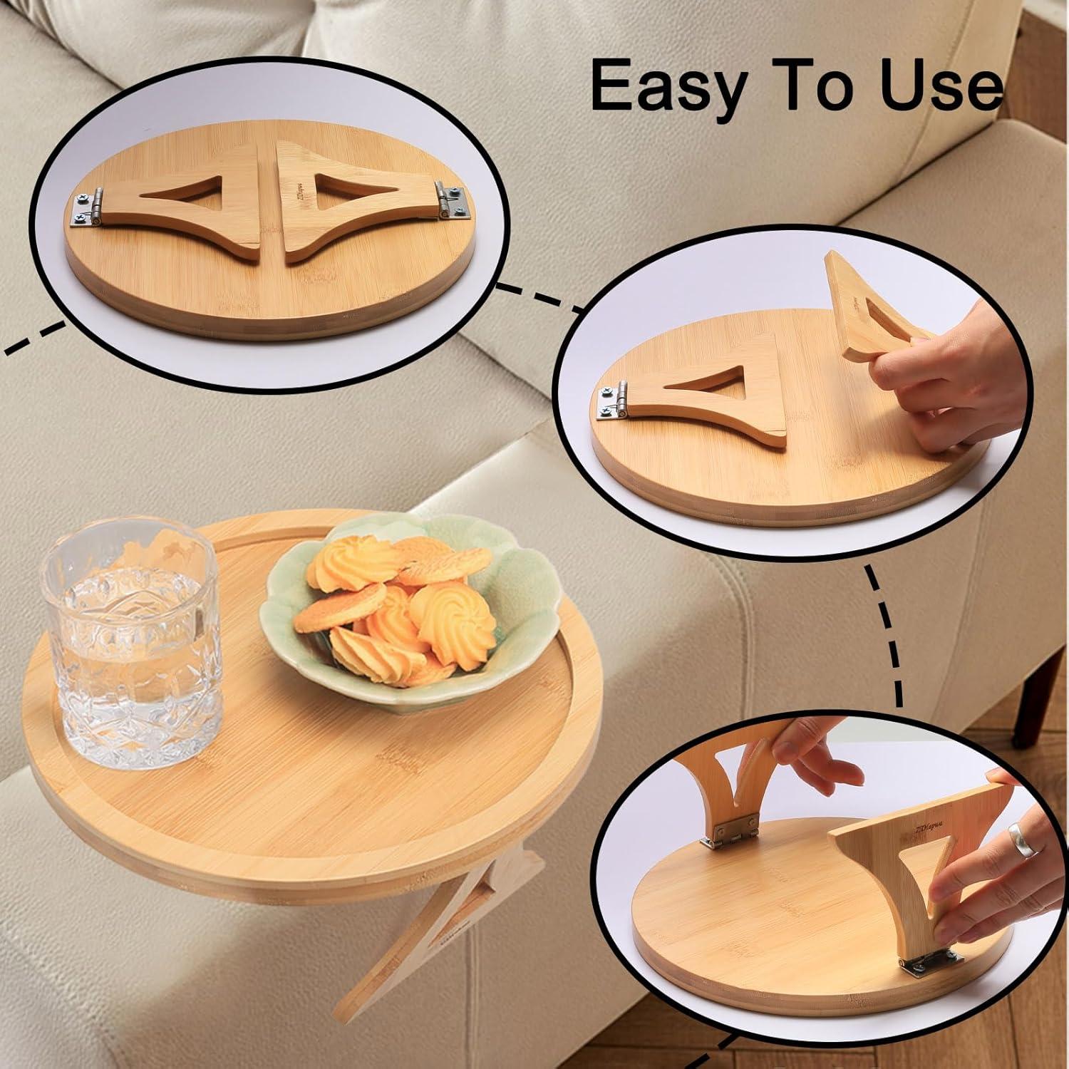 Bandeja de Brazo de Sofá ZTHapwa de Bambú Natural 25 cm