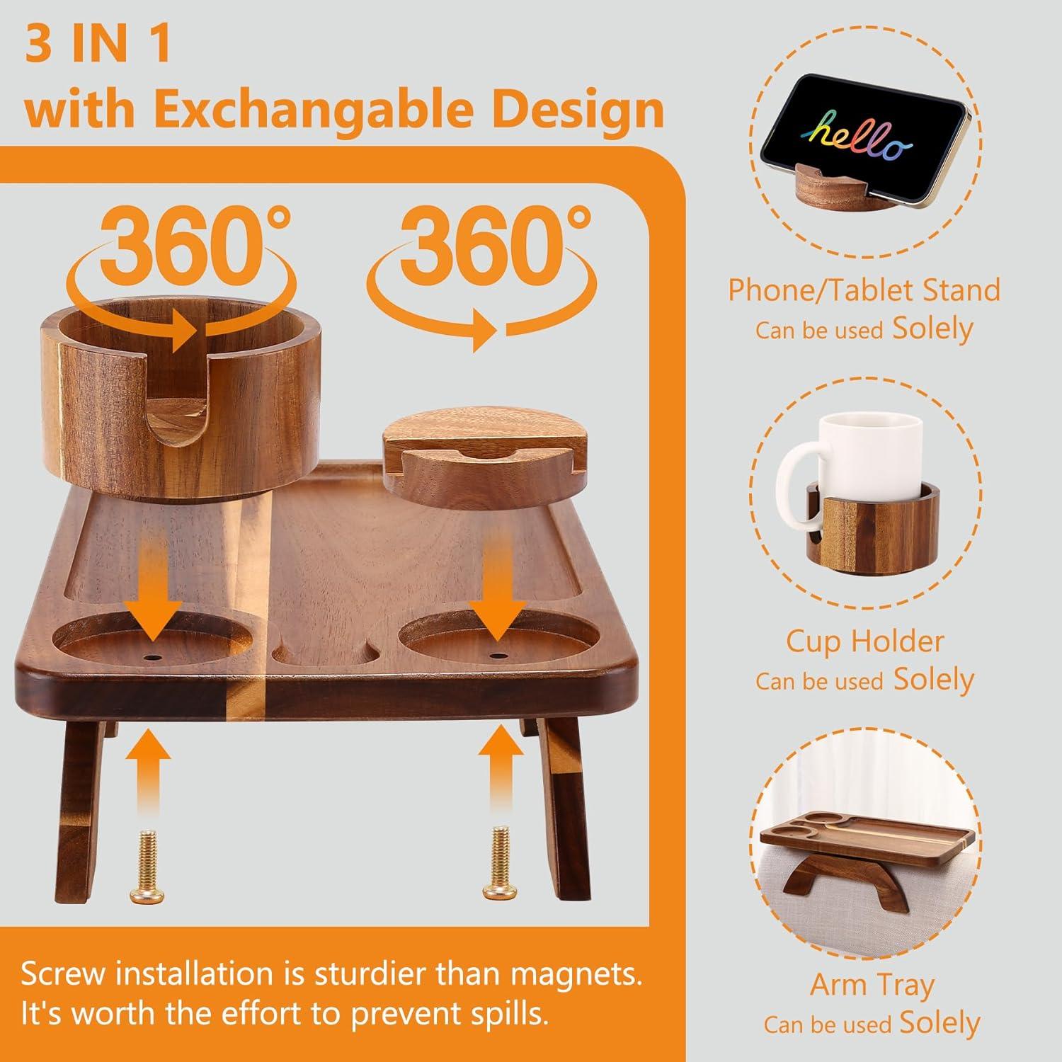 Mesa de Reposabrazos Acanacle de Madera de Acacia 39.1x24.9cm