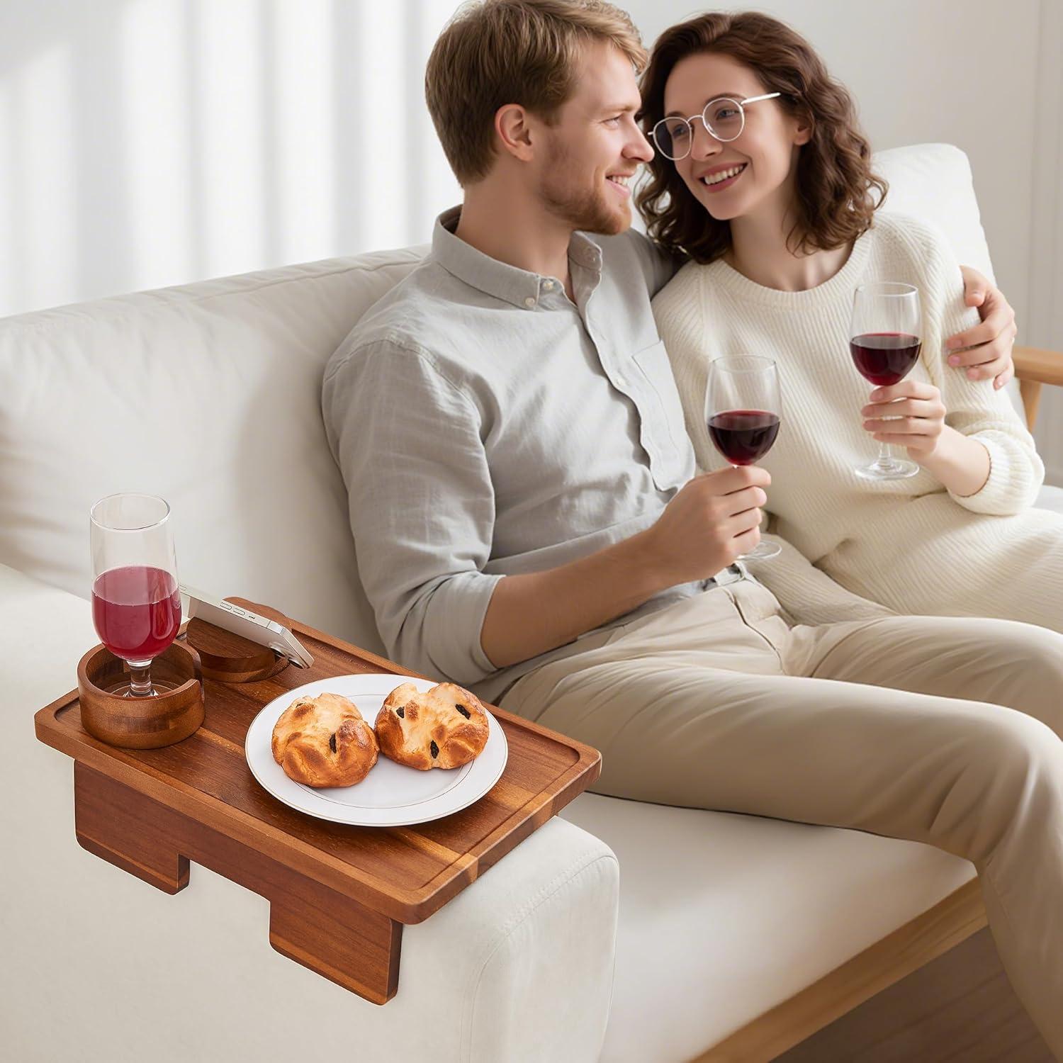 Mesa de Brazo de Sofá GEHE de Madera de Acacia 39.1x24.9 cm