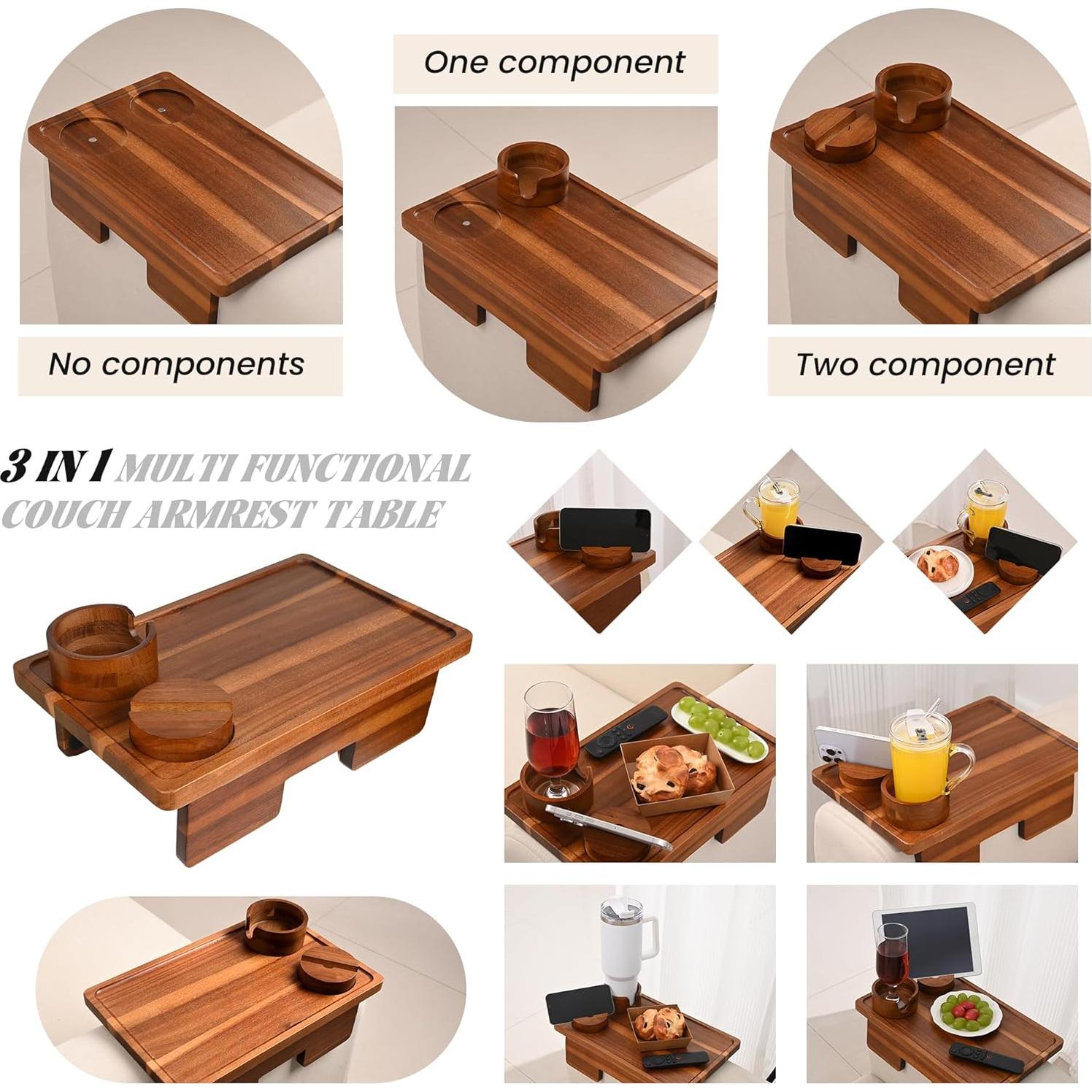 Mesa de Brazo de Sofá GEHE de Madera de Acacia 39.1x24.9 cm