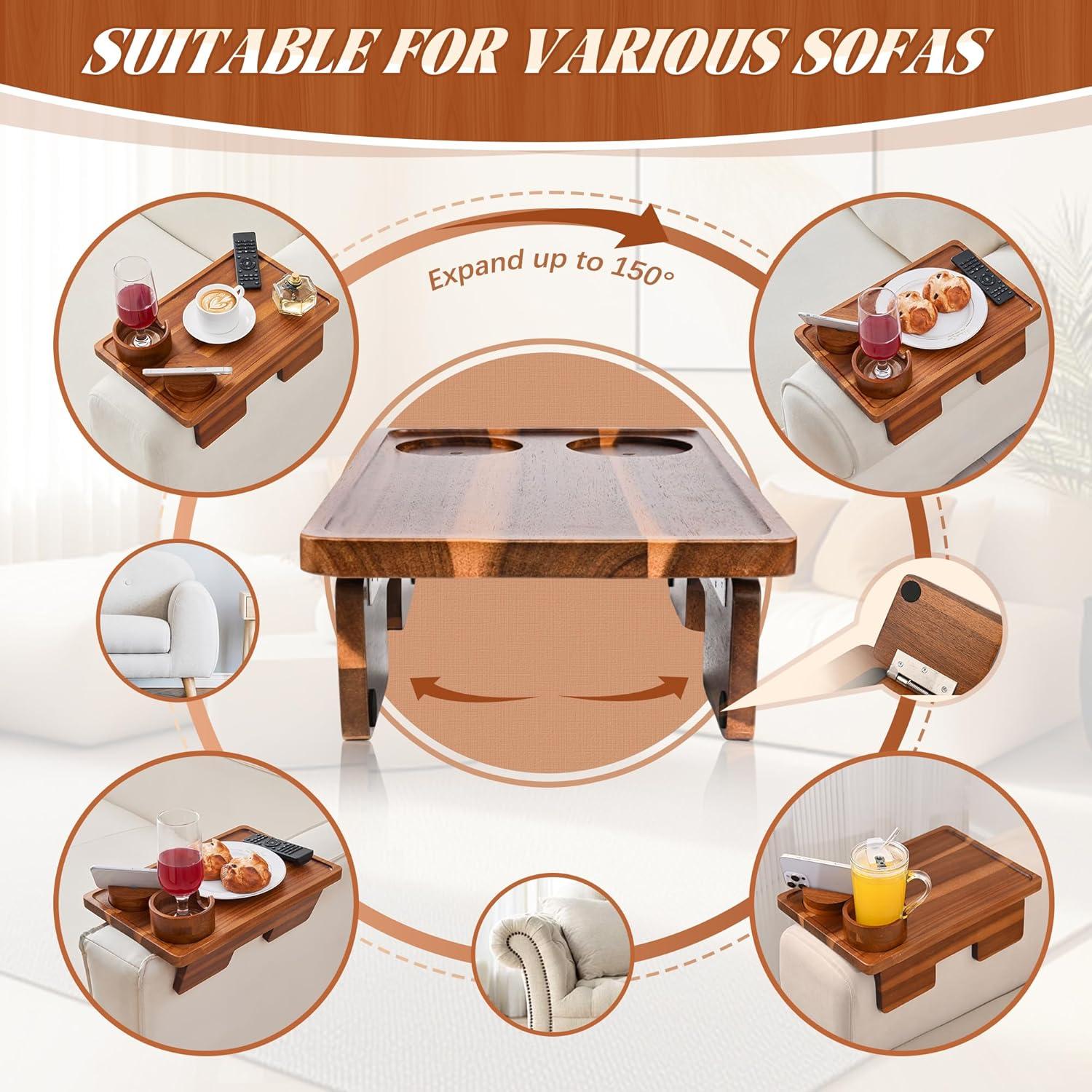 Mesa de Brazo de Sofá GEHE de Madera de Acacia 39.1x24.9 cm