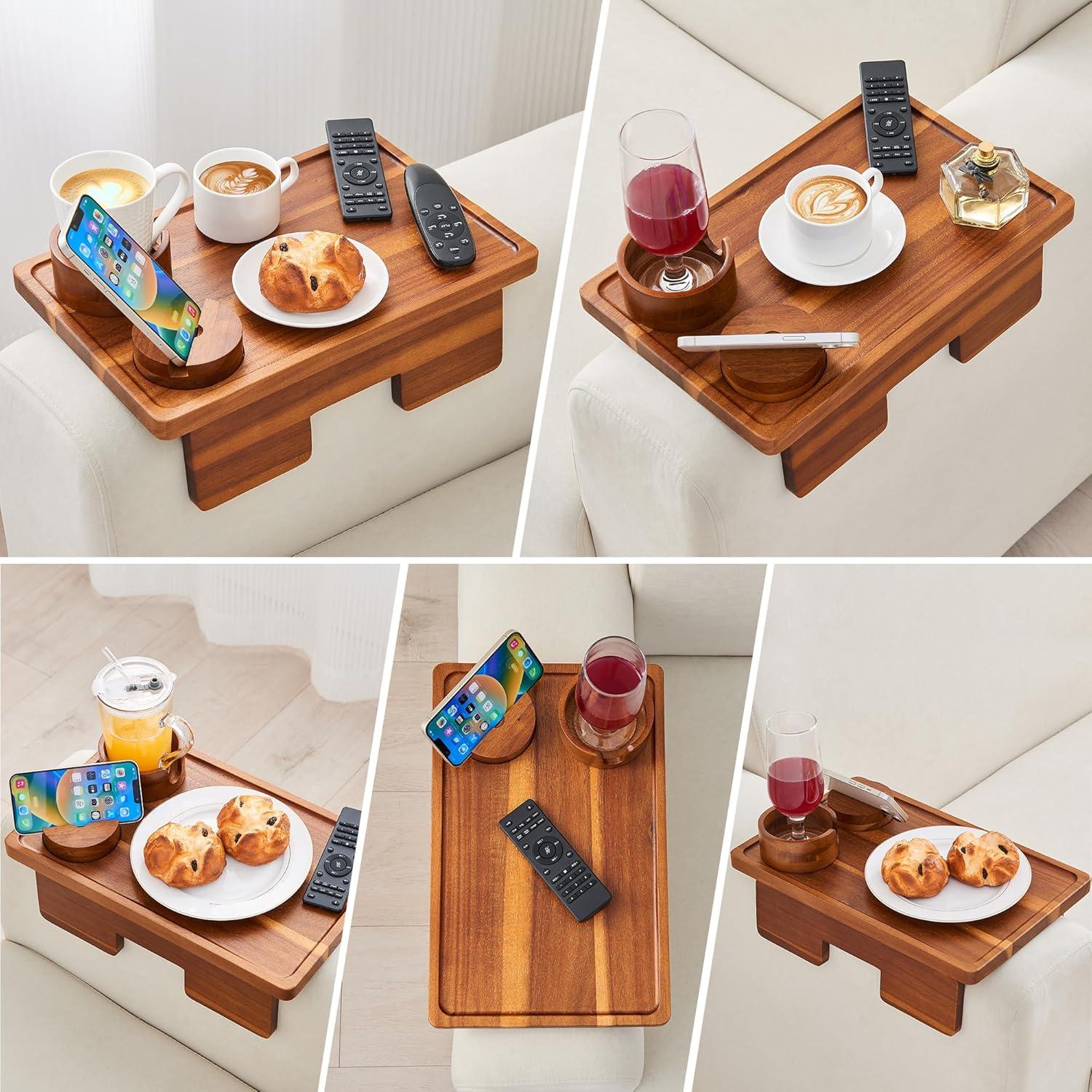 Mesa de Brazo de Sofá GEHE de Madera de Acacia 39.1x24.9 cm