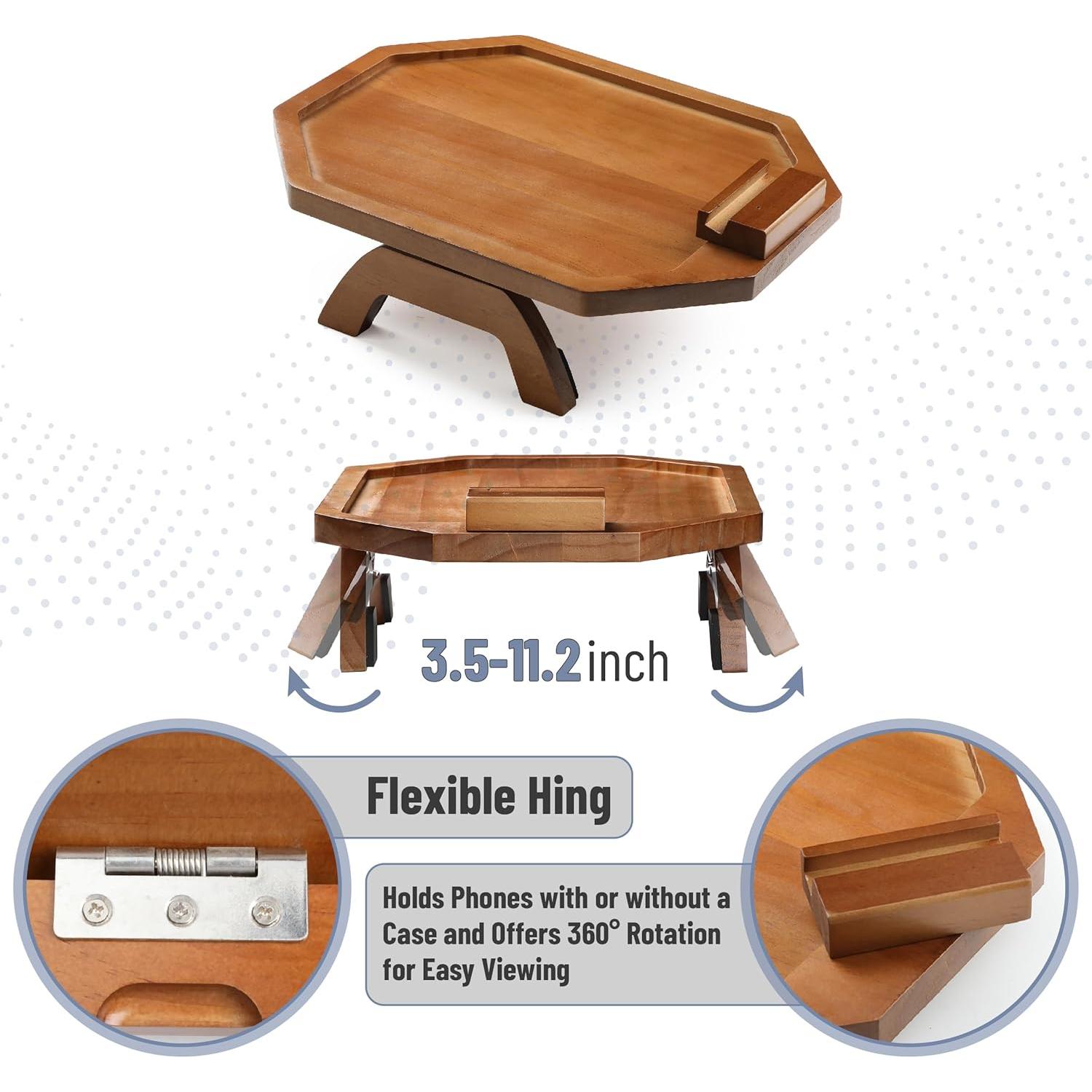 Bandeja para brazo de sofá BAMBOO LAND octagonal madera acacia