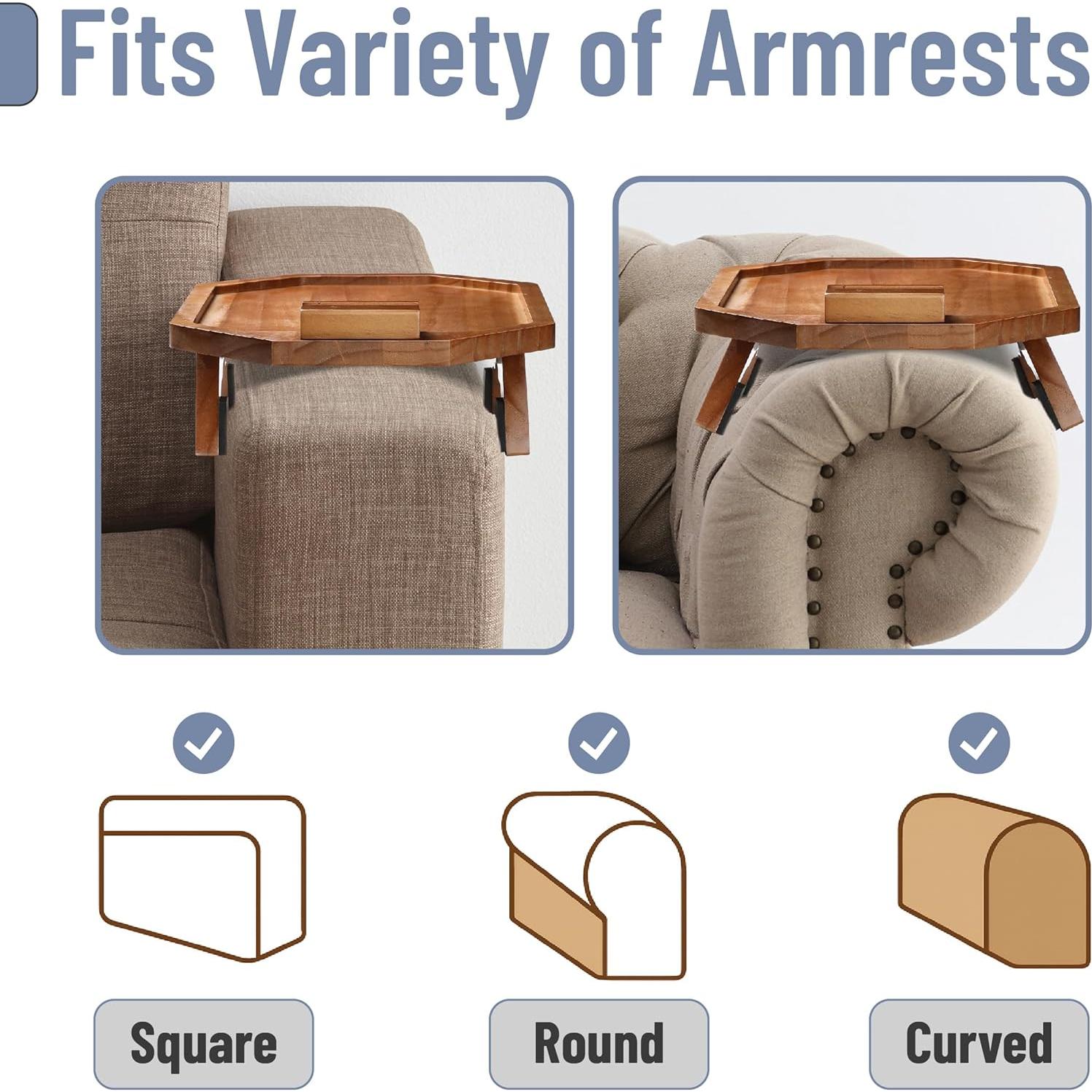 Bandeja para brazo de sofá BAMBOO LAND octagonal madera acacia